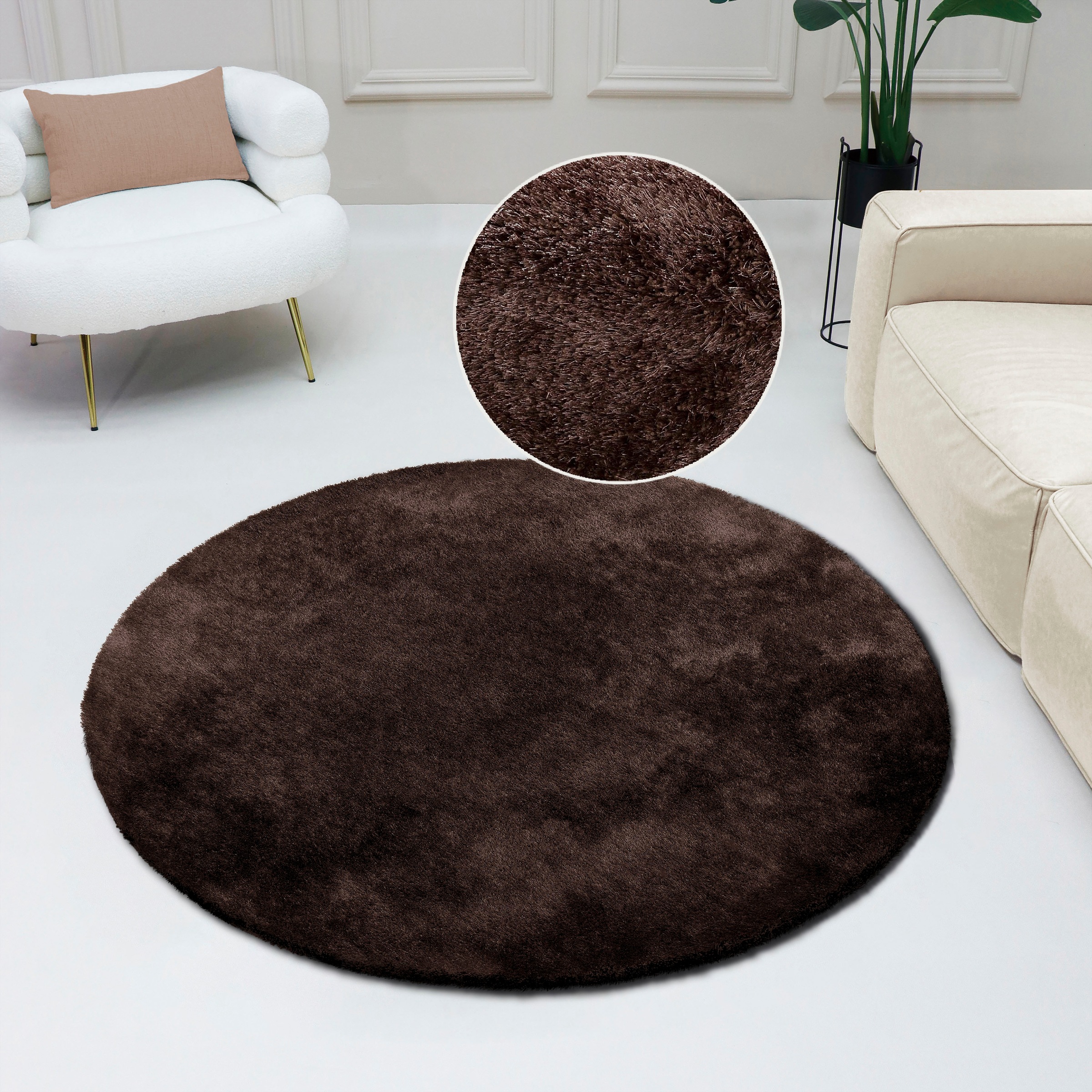 Bruno Banani Hochflor-Teppich »Dana Teppich, Kundenliebling«, rund, 30 mm H günstig online kaufen