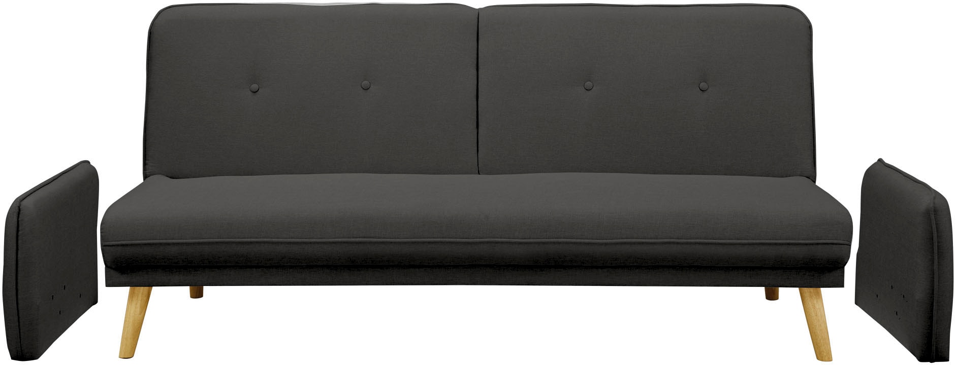 SalesFever Schlafsofa »Linköping, 3-Stizer, Sofa«, mit Knopfheftung im Rücken und Schlaffunktion, Breite 188 cm