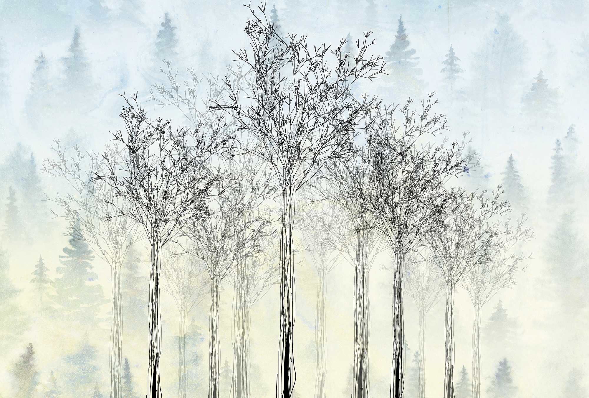 Architects Paper Fototapete »Atelier 47 Trees Artwork 2« Wald glatt Vlies, günstig online kaufen