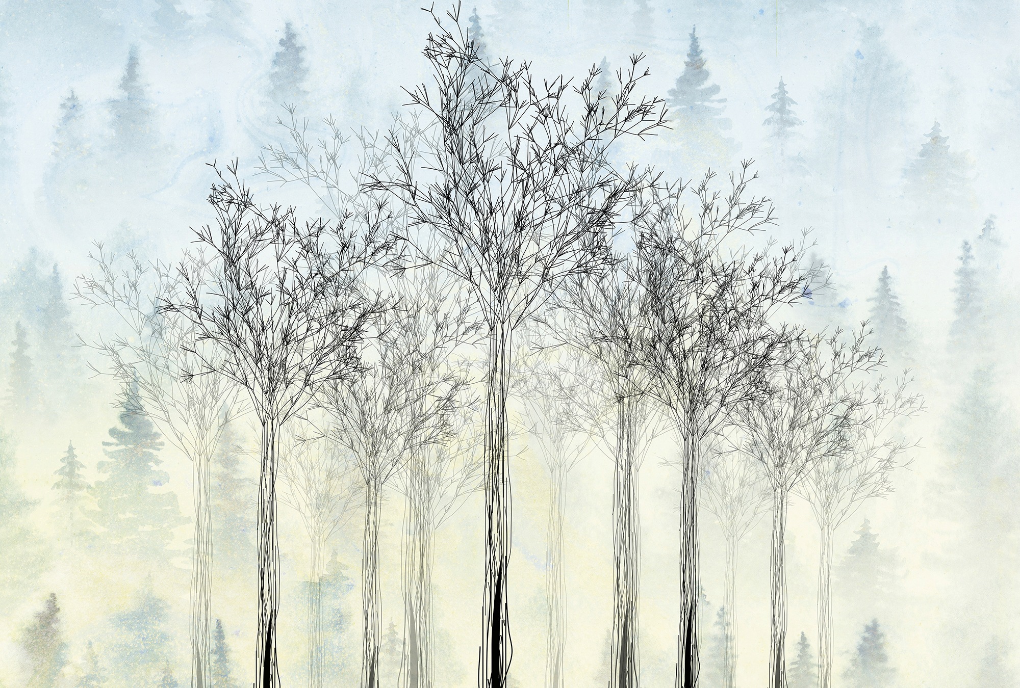 Architects Paper Fototapete »Atelier 47 Trees Artwork 2«, Wald, Vlies, Wand günstig online kaufen