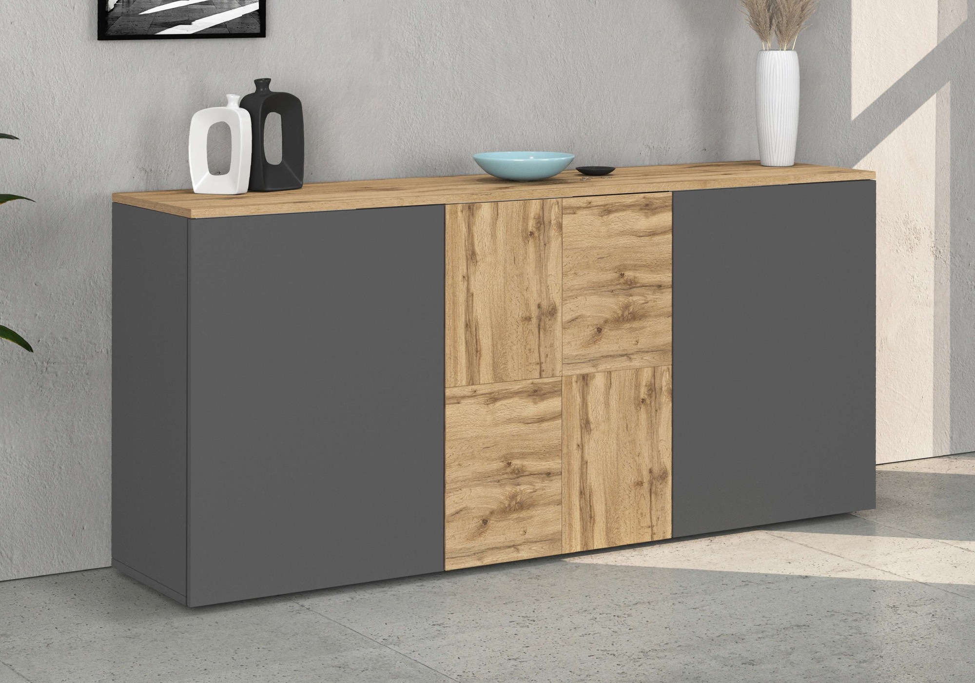 INOSIGN Sideboard »Sideboard ISEO, Kommode, Schrank, Kredenz« 1 Stk. tlg. stehend/hängend, 3 Türen, 6 Fächer, Breite 150 cm