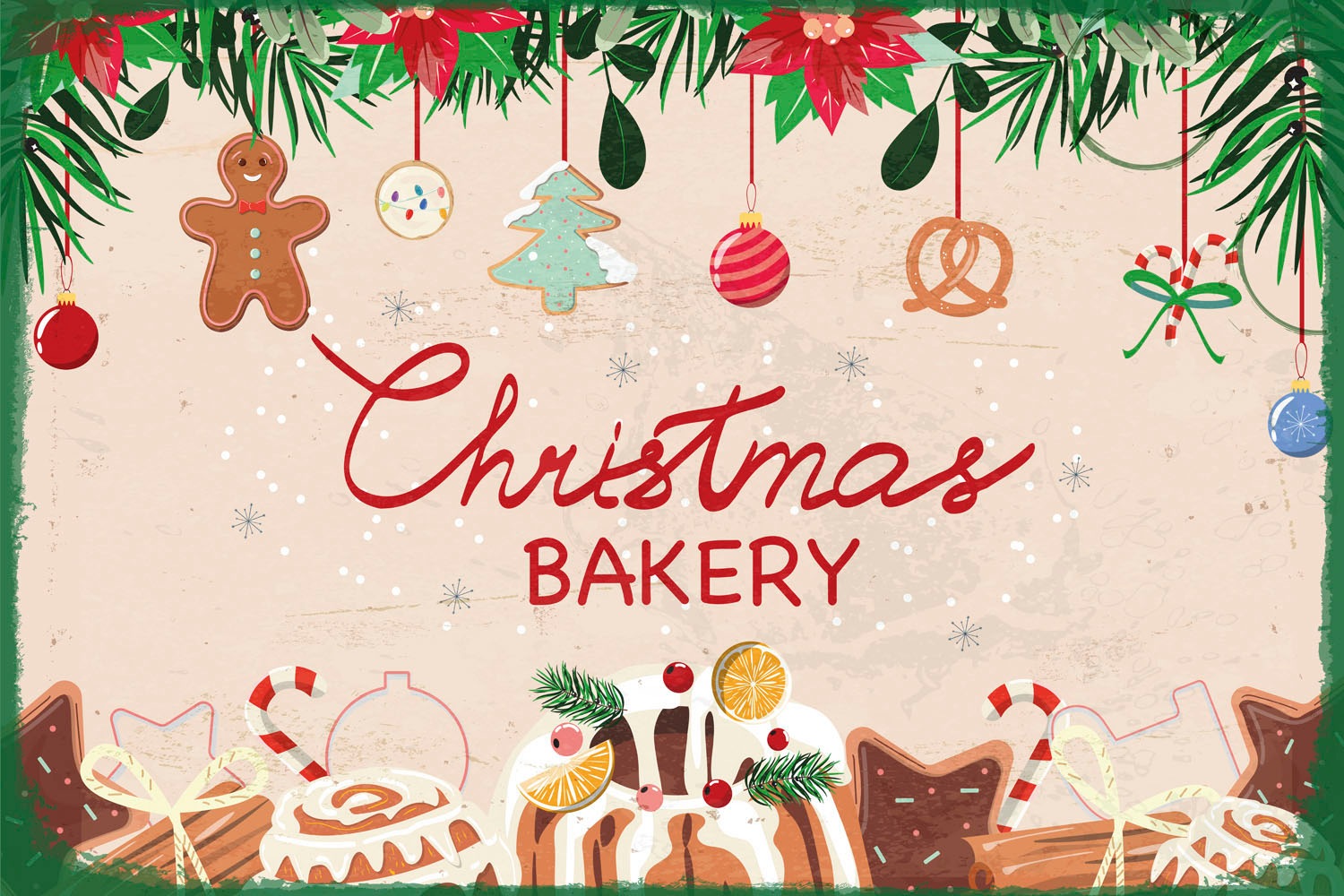 queence Metallbild »Christmas Bakery«, Schriftzüge-Schriftzug-Weihnachten, (1 St.), Stahlschild, Blechschild, Weihnachten, Wandbild, Deko