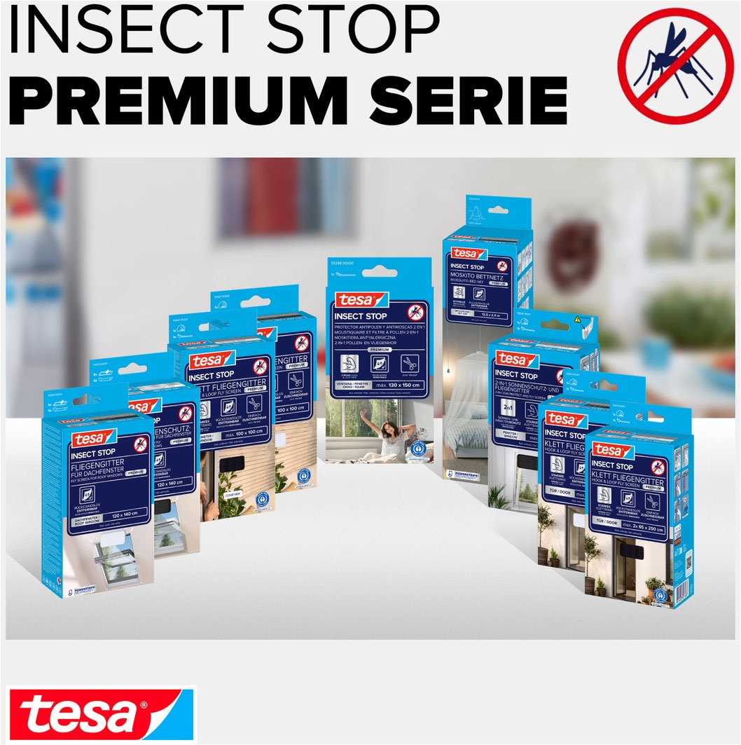 tesa Fliegengitter-Gewebe »Premium für Türen - ohne Bohren« Packung, Fliegennetz, Klettband, 1 Stk. tlg. Insektenschutz mit Klettband, zuschneidbar - ohne Bohren