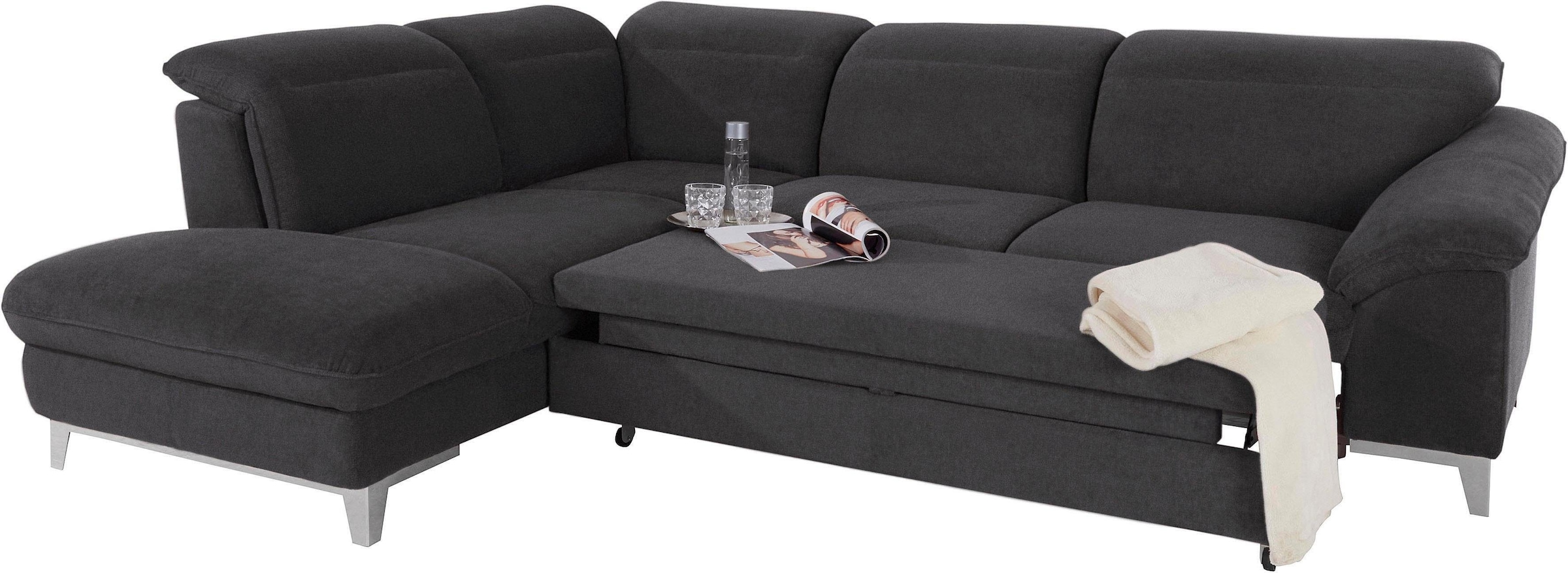 COTTA Polstergarnitur »Teresa L-Form«, (Set), Set bestehend aus: Ecksofa mit Kopfteilverstellung & Hocker
