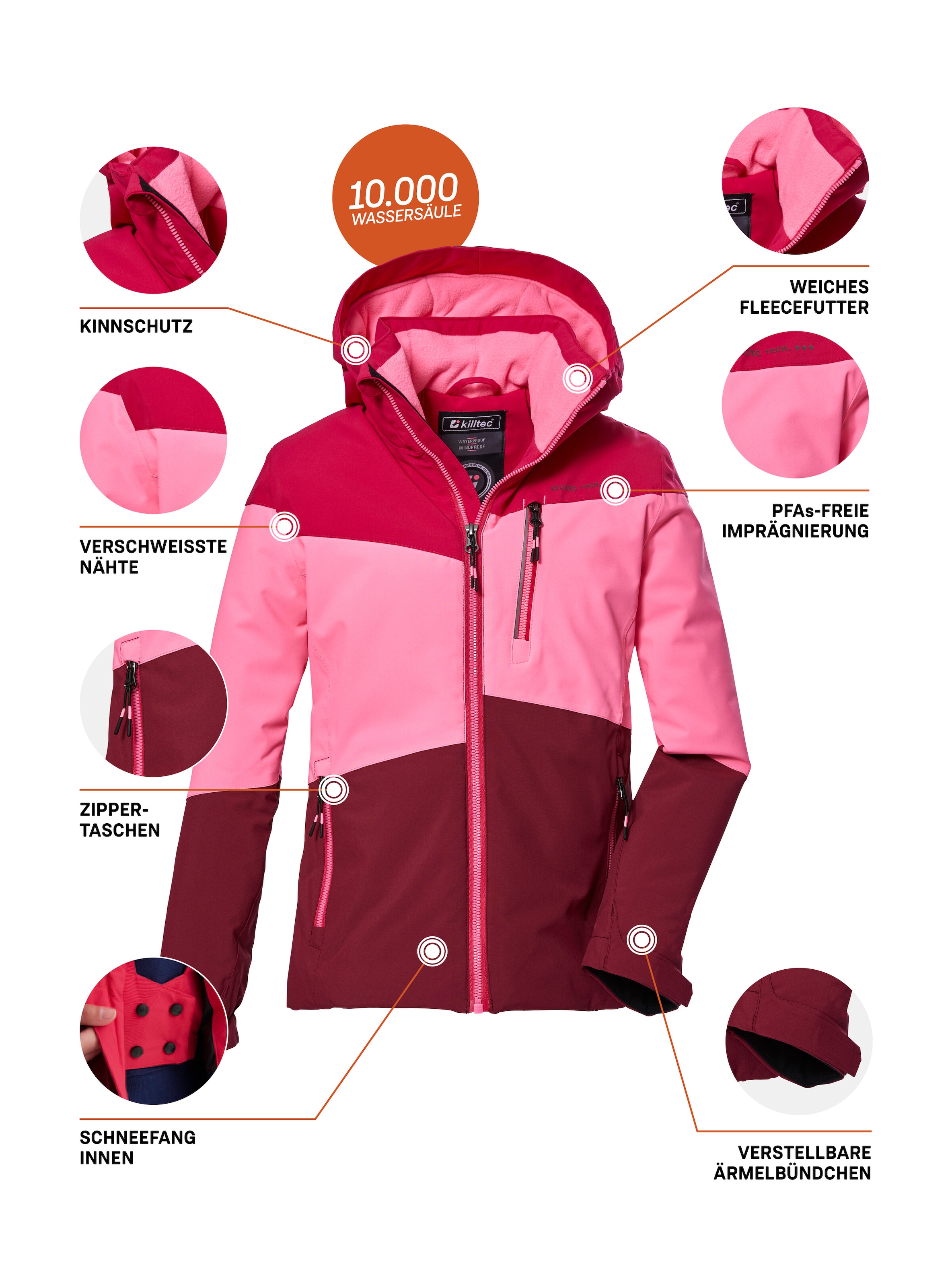 Killtec Outdoorjacke »KOW 170 GRLS JCKT«, Funktionsjacke mit Kapuze und Schneefang, wasserdicht