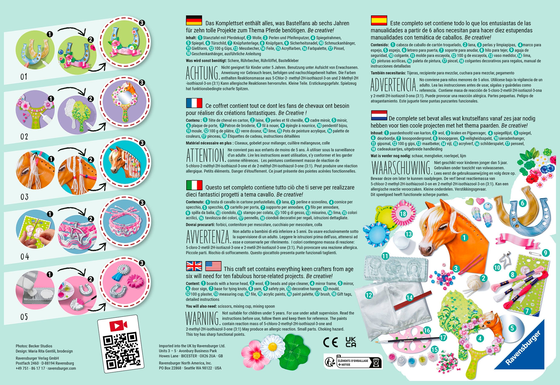 Ravensburger Kreativset »BeCreative, Bastelset Pferde«, Made in Europe