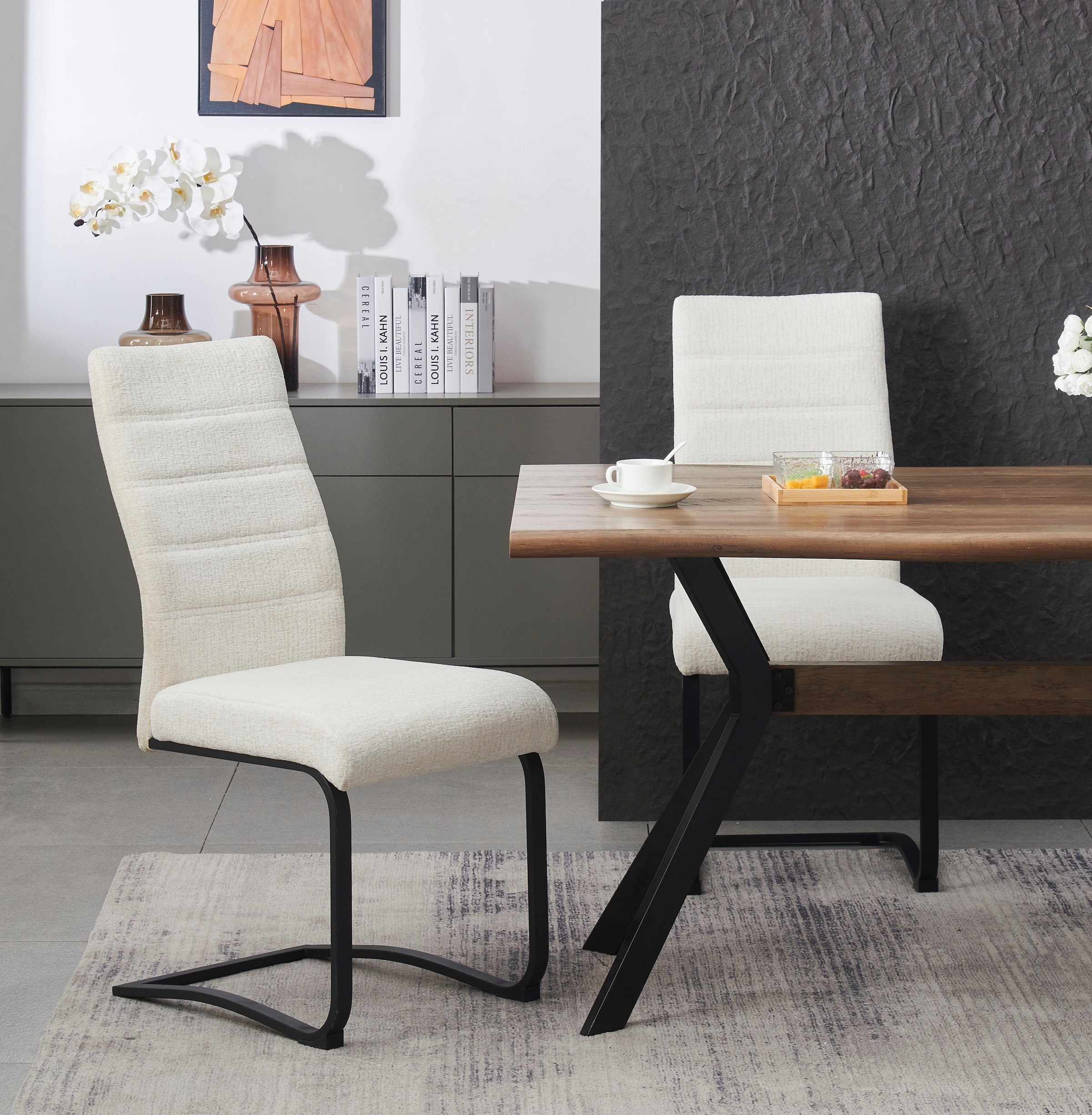 Home affaire Esszimmerstuhl »PICTOU, 2er Set, mit Metallgestell in matt schwarz« (Set) 2 Stk.in verschiedenen Farben, Belsatbarkeit pro Stuhl 120 kg