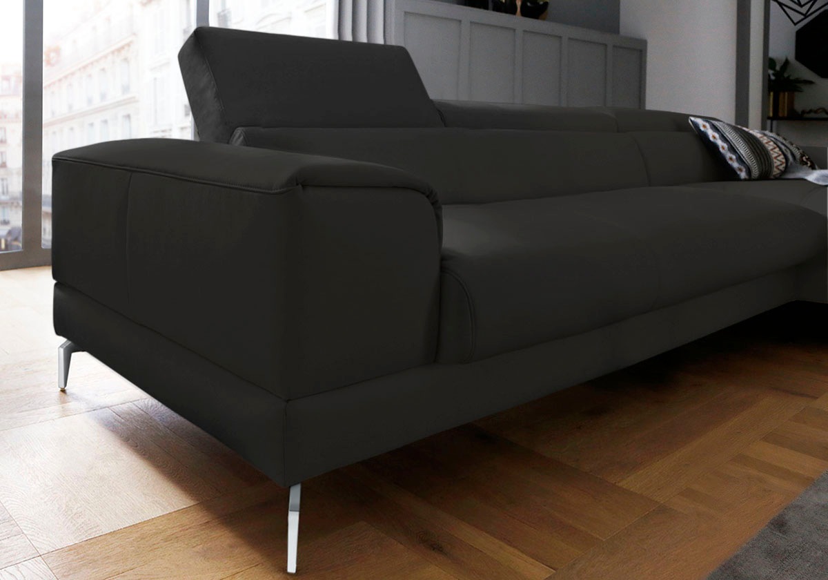 W.SCHILLIG Ecksofa »piedroo, Designsofa mit tollem Sitzkomfort, elegant und bequem, L-Form«, Kopfteilverstellung, wahlweise mit Sitztiefenverstellung, Breite 343cm