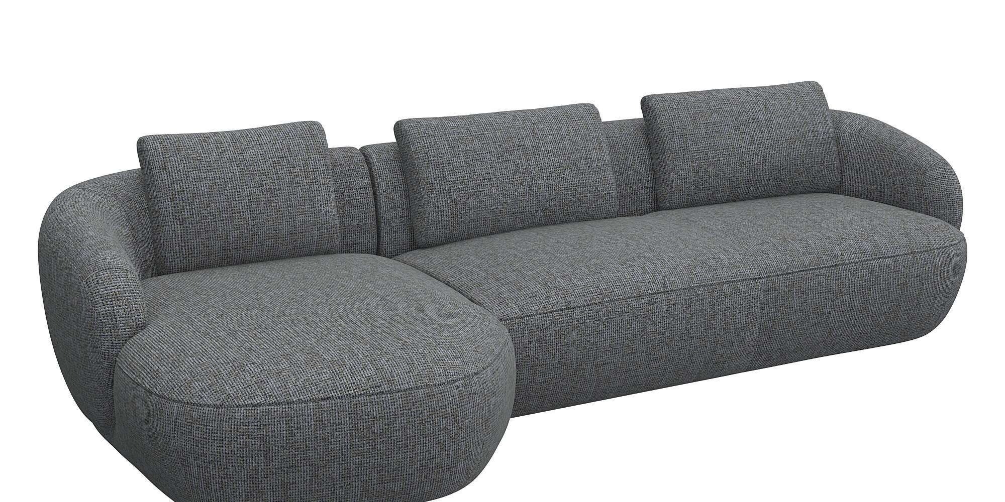 FLEXLUX Wohnlandschaft »Torino, rund, L-Form, Sofa-Ecke mit Recamiere, Longchair-Sofa«, Modernes, organisches Sofa-Design, Kaltschaum, Wellenunterfederung