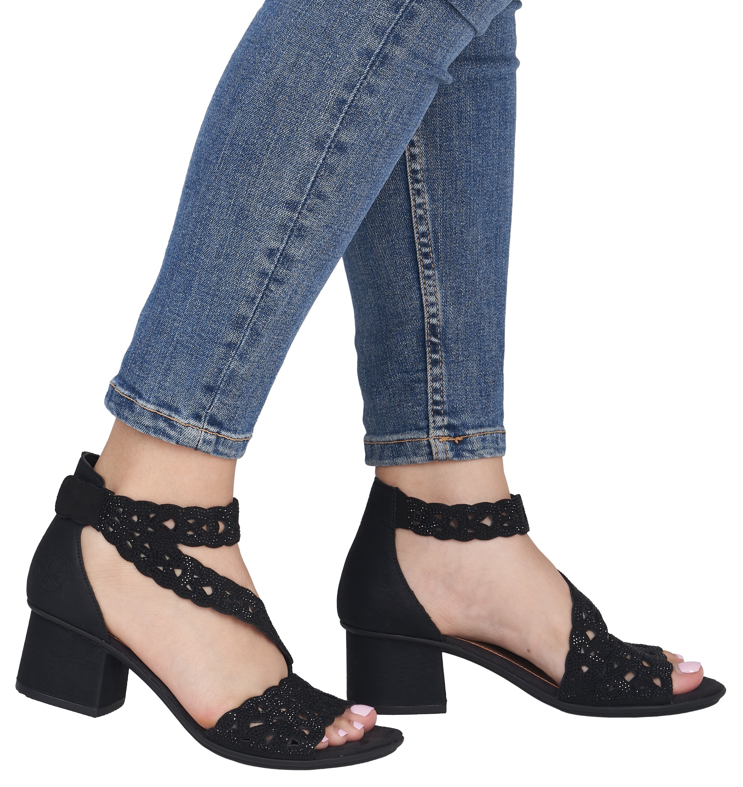 Rieker Sandalette  Festtagsschuh, Blockabsatz, mit praktischem Klettverschluss