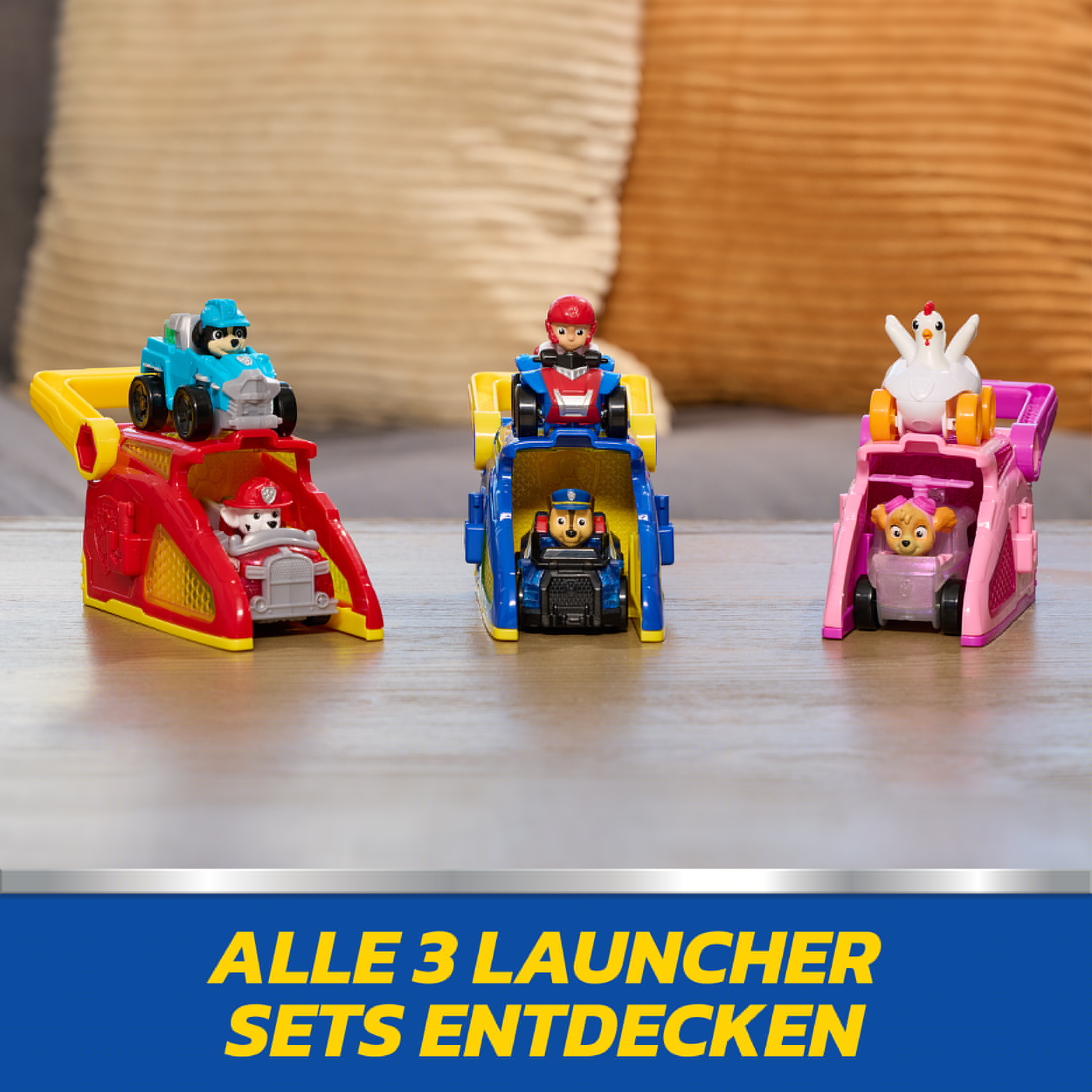 Spin Master Spielzeug-Auto »PAW Patrol – Pup Squad Launcher mit Chase und Ryder Fahrzeugen«