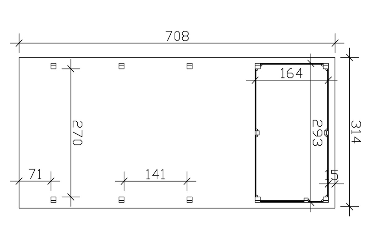 Skanholz Einzelcarport »Friesland Set 2«, Fichtenholz, 270 cm, dunkelgrau