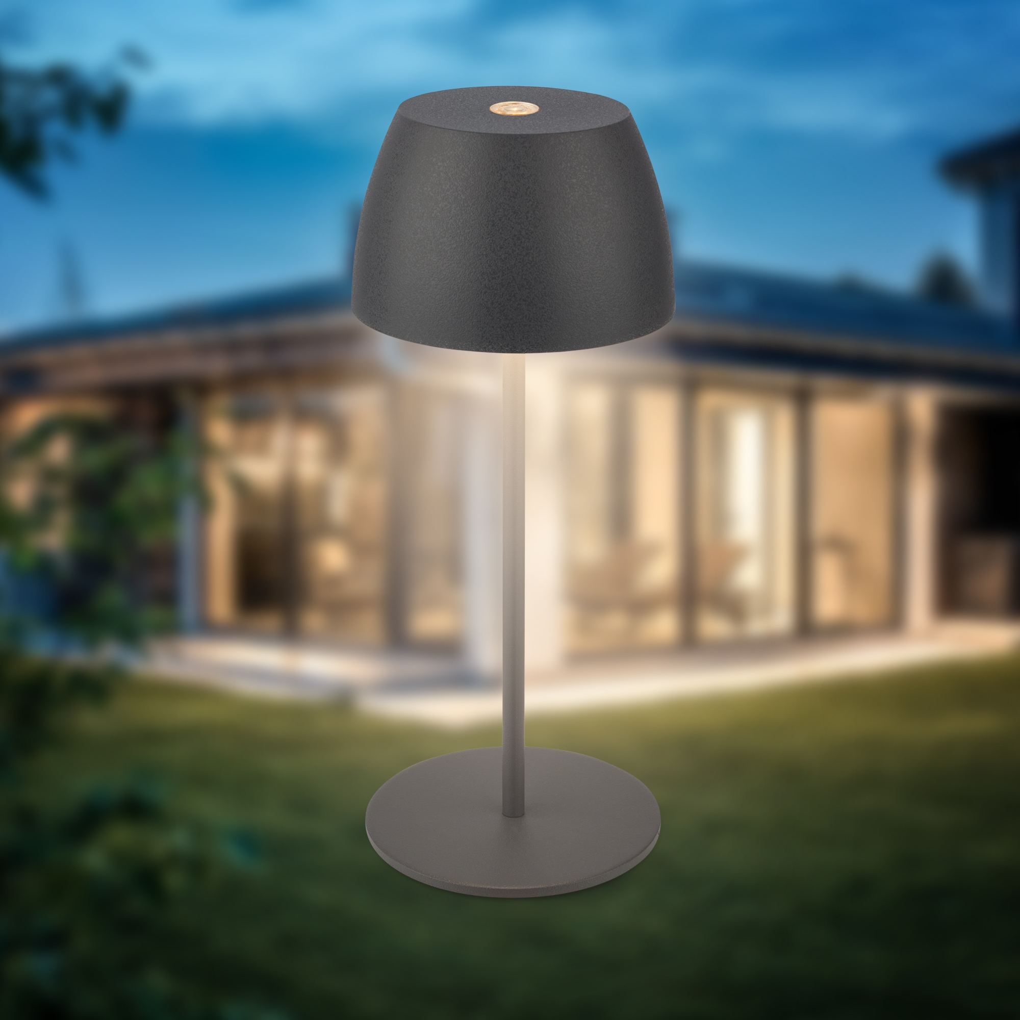 B.K.Licht Außen-Tischleuchte »BK_TL1606 Mini Akku LED Tischlampe, Touchdimmer, mit USB-C«, 1 flammig, Leuchtmittel LED-Modul | LED fest integriert, 2.700 K, 150Lm, 2,5W, Akku wechselbar, max. 24h Leuchtdauer, Anthrazit