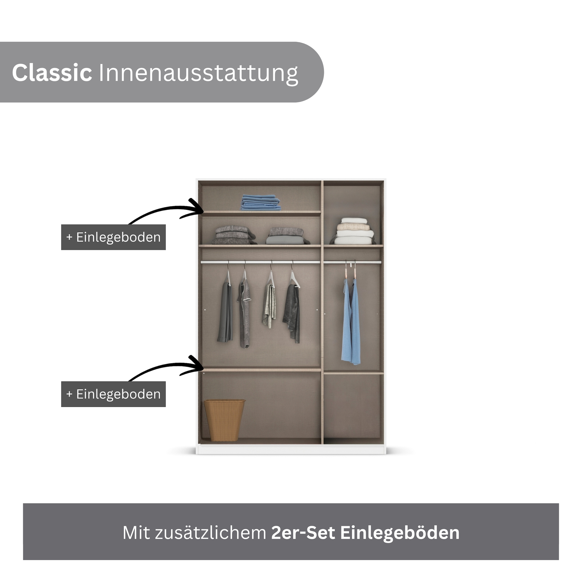 rauch Kleiderschrank »Marlene«, (in 3 verschiedenen Ausstattungen BASIC/CLASSIC/PREMIUM), in 3 Breiten 91/136/181 cm im Landhaus-Stil MADE IN GERMANY
