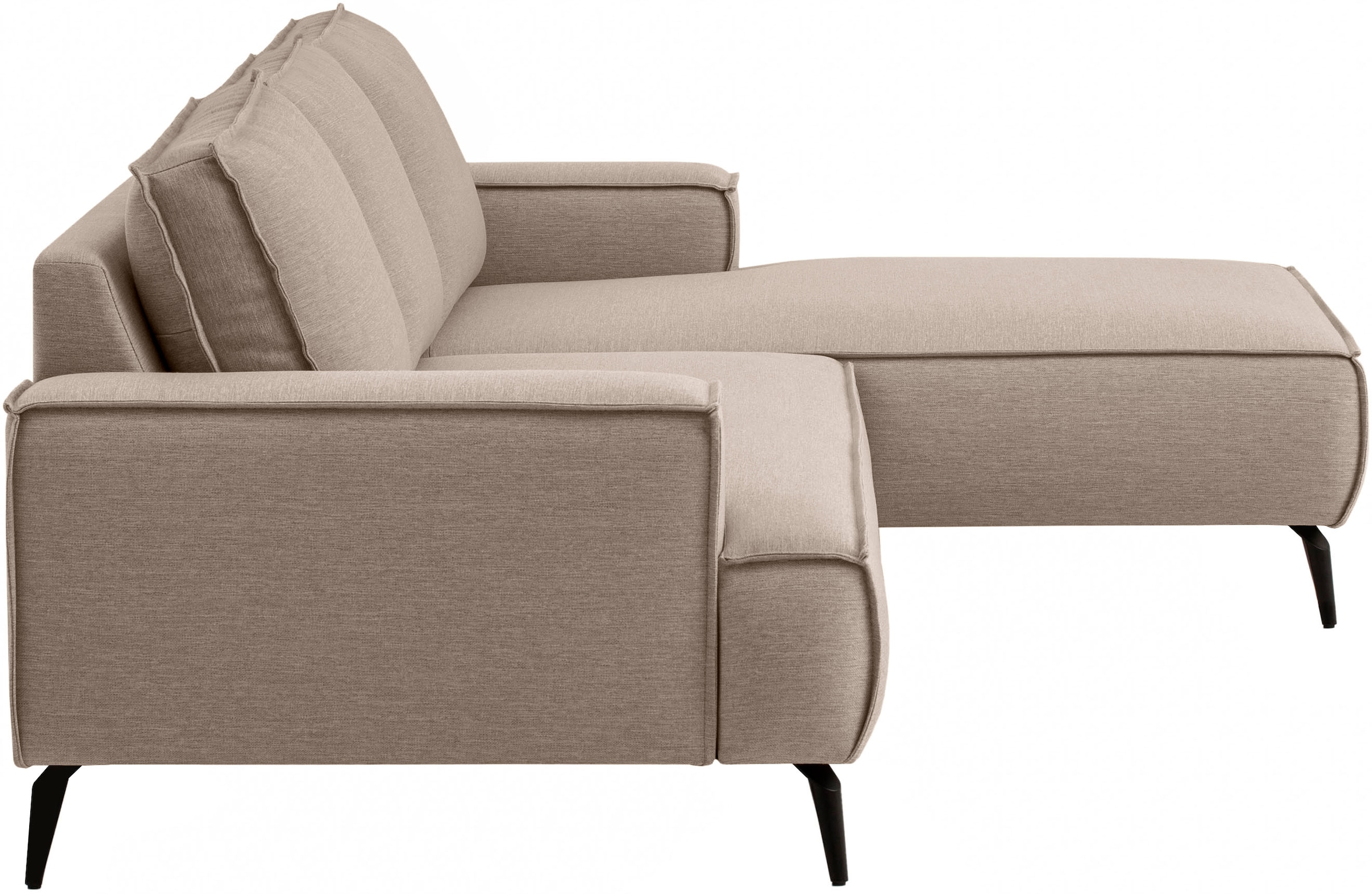OTTO home Ecksofa »TVINNU Leinenoptik, L-Form, Breite 275 cm« wahlweise Recamiere rechts/links, schwarze Füße, bequemer Sitzkomfort