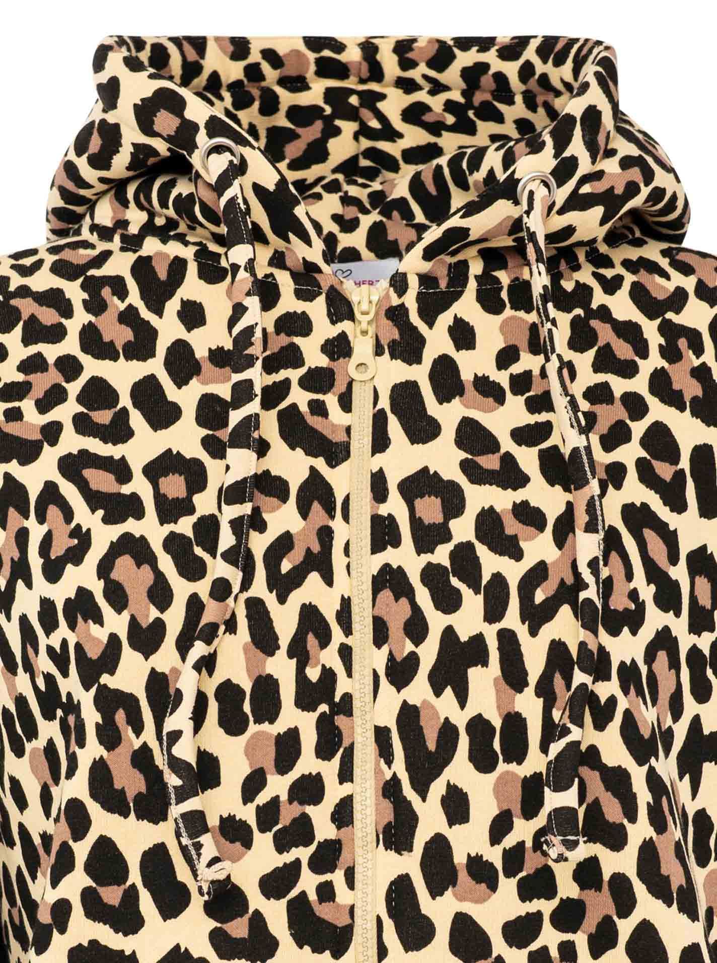 Zwillingsherz Kapuzensweatjacke »"Leo"« Leomuster, pinker Streifen am Arm, Kapuze mit Kordel, Tasche, Zipper
