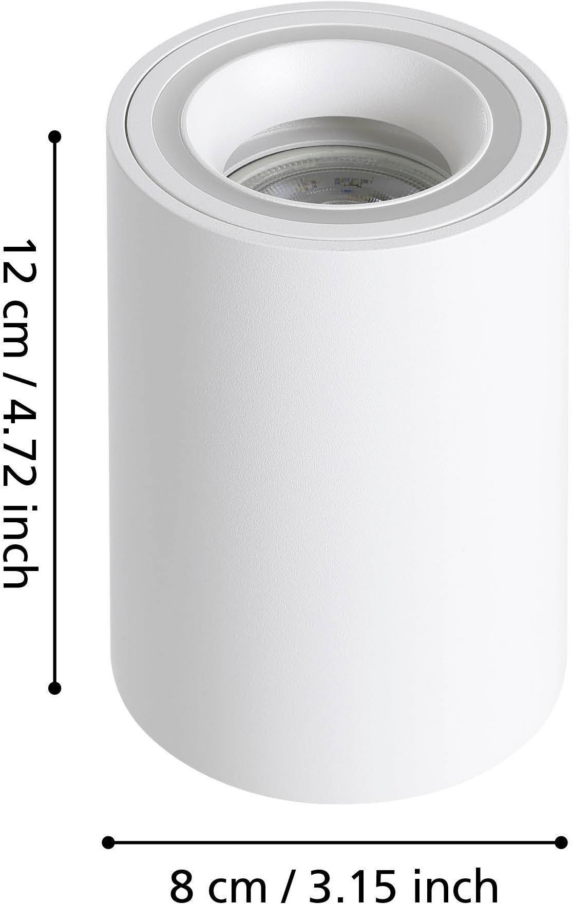 EGLO Aufbauleuchte »Carosso-Z Deckenlampe, ZigBee, App und Sprachsteuerung, dimmbar, Metal« GU10 1 Stk. Aufbauleuchte - H12 x Ø8 cm - weiß - 1X4,9W inkl.