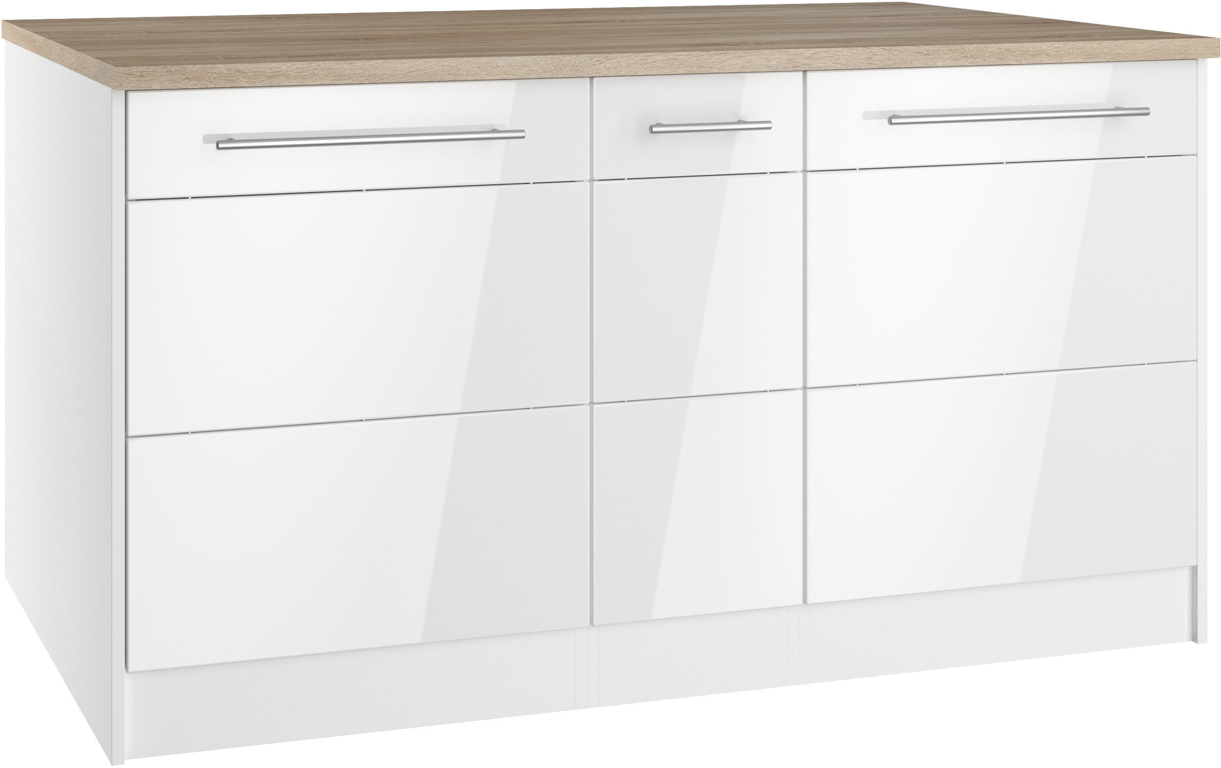 KOCHSTATION Kücheninsel »KS-Wien«, Breite 153 cm, MDF-Fronten, Flaschenregal