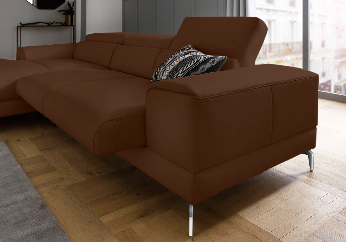 W.SCHILLIG Ecksofa »piedroo, Designsofa mit tollem Sitzkomfort, bequem und elegant, L-Form«, Kopfteilverstellung, wahlweise mit Sitztiefenverstellung, Breite 303cm