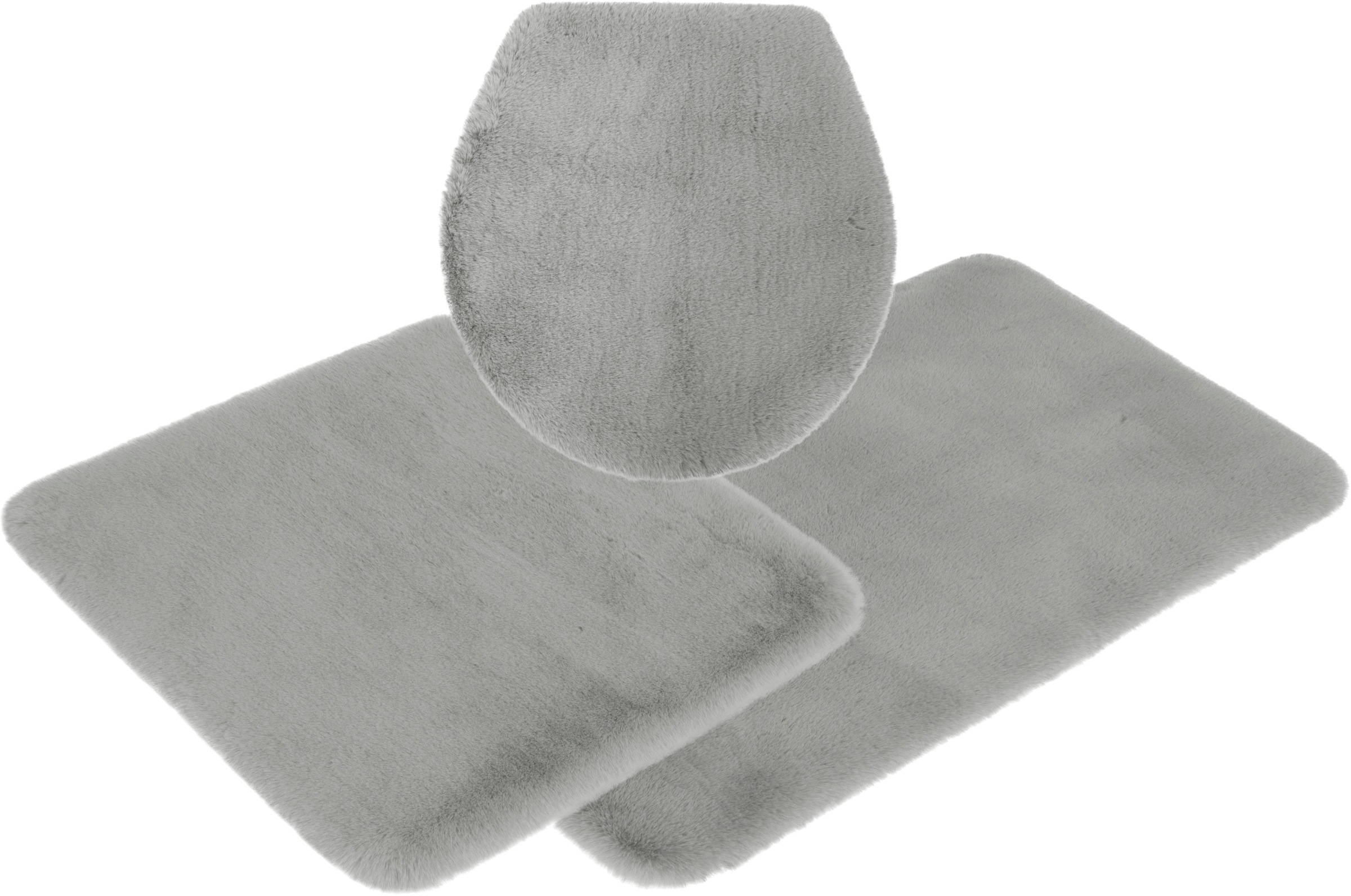 my home Badematte »Rabbit Badematten, Badvorleger, Badezimmer Teppich«, rutschhemmend beschichtet, strapazierfähig-fußbodenheizungsgeeignet-schnell trocknend, Kaninchenfell-Haptik, Badteppich, rechteckig, rund & als 3-tlg. Set
