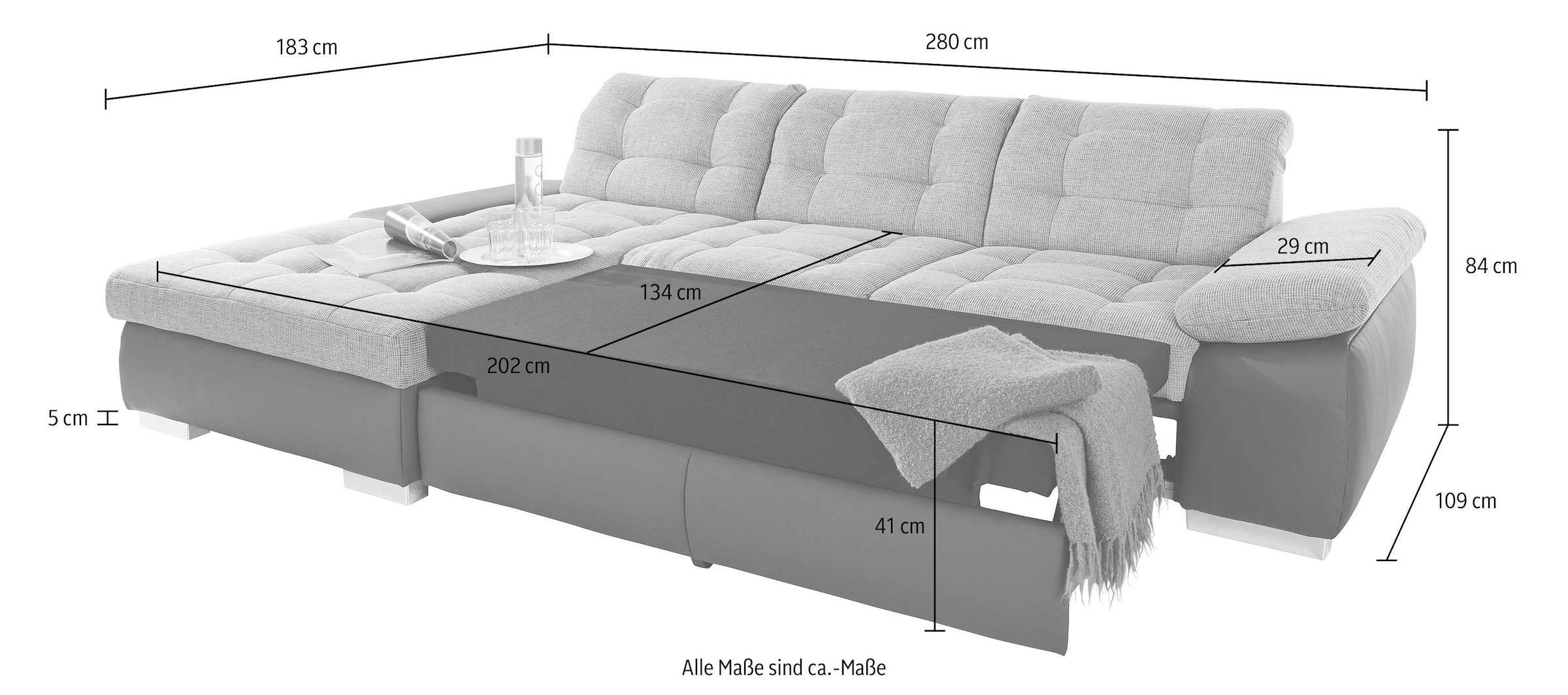 sit&more Ecksofa »Ontario L-Form«, XXL, wahlweise mit Bettfunktion