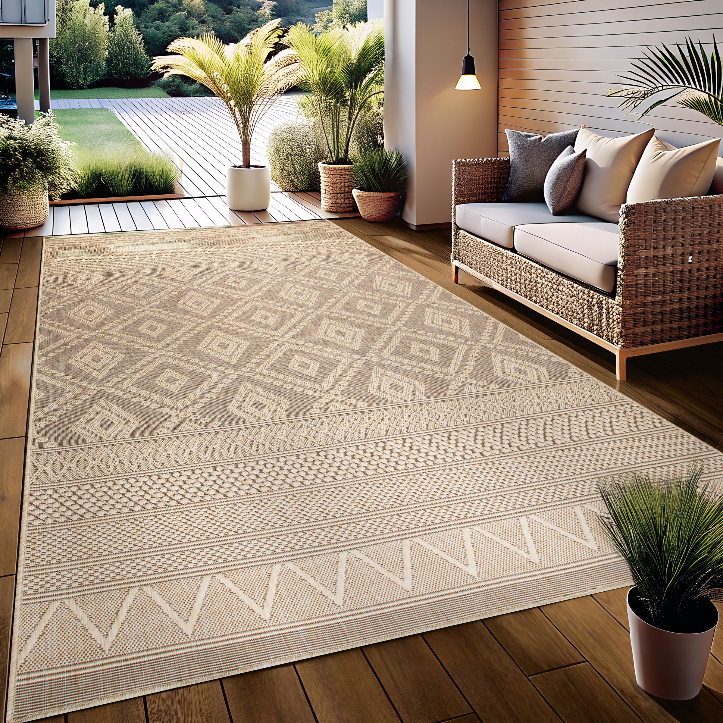my home Teppich »Toronto auch als Läufer erhältlich«, rechteckig, 3 mm Höhe, In- und Outdoor geeignet, Sisal-Optik, Wetterfest & UV-beständig, Boho