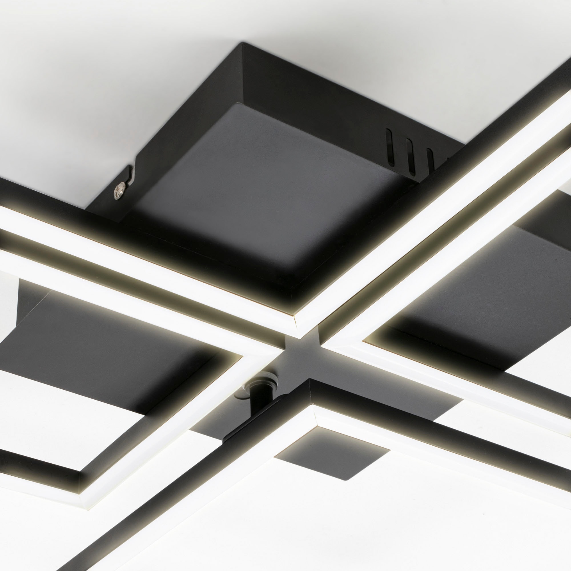 Briloner Leuchten LED Deckenleuchte »3093018 FRAME«, Leuchtmittel LED-Board | LED fest integriert, Deckenlampe, 75x46,7x7,5cm, Chrom-Alu, Wohnzimmer, Schlafzimmer