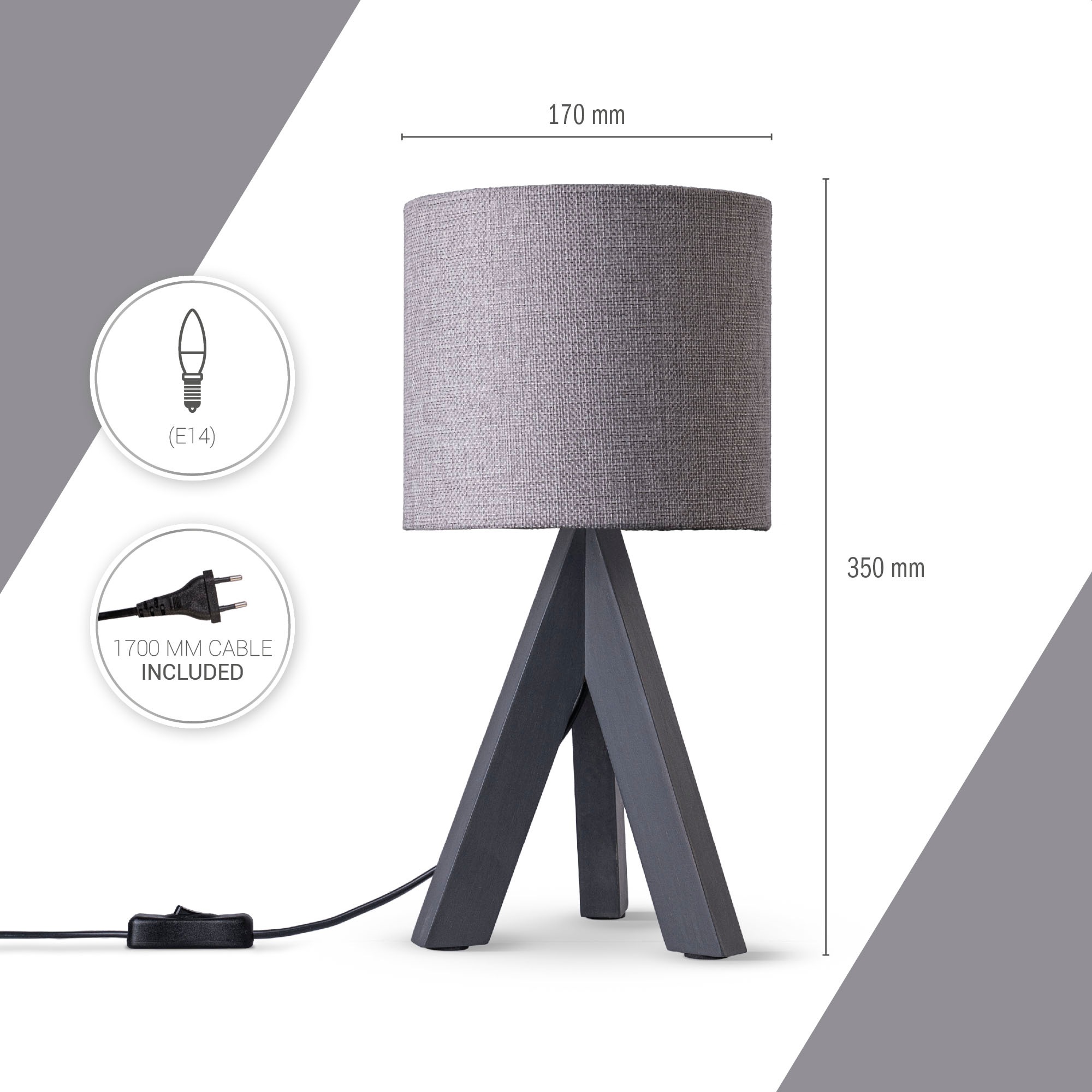 Paco Home Tischleuchte »BAJO CANVAS UNI COLOR«, 1 flammig, Leuchtmittel E14 günstig online kaufen