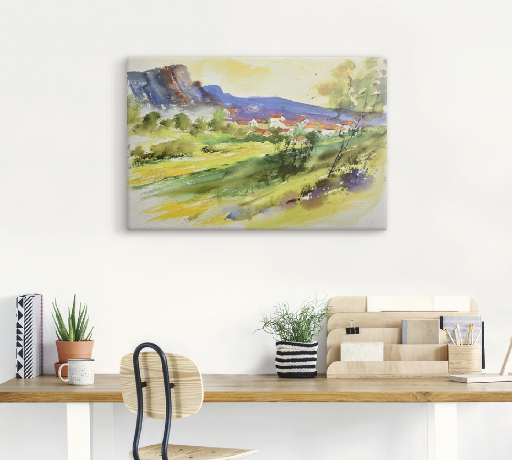 Artland Wandbild "Landschaft und Wohnhäuser", Wiesen & Bäume, (1 St.), als günstig online kaufen