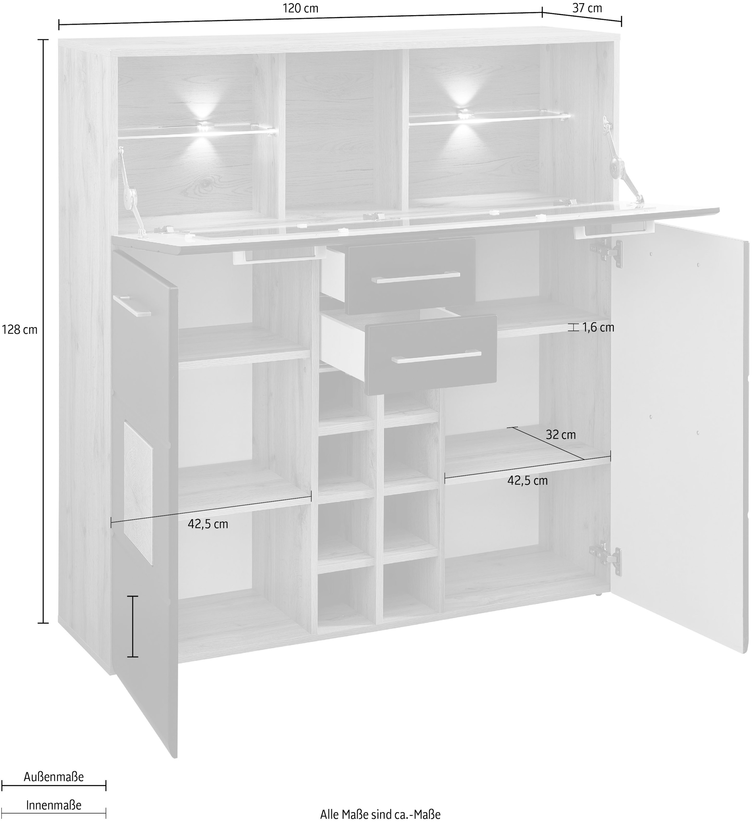 Innostyle Barschrank »Sonate«, (3 St.), Elemente sind flexibel kombinierbar und passen in jeden Wohnbereich.