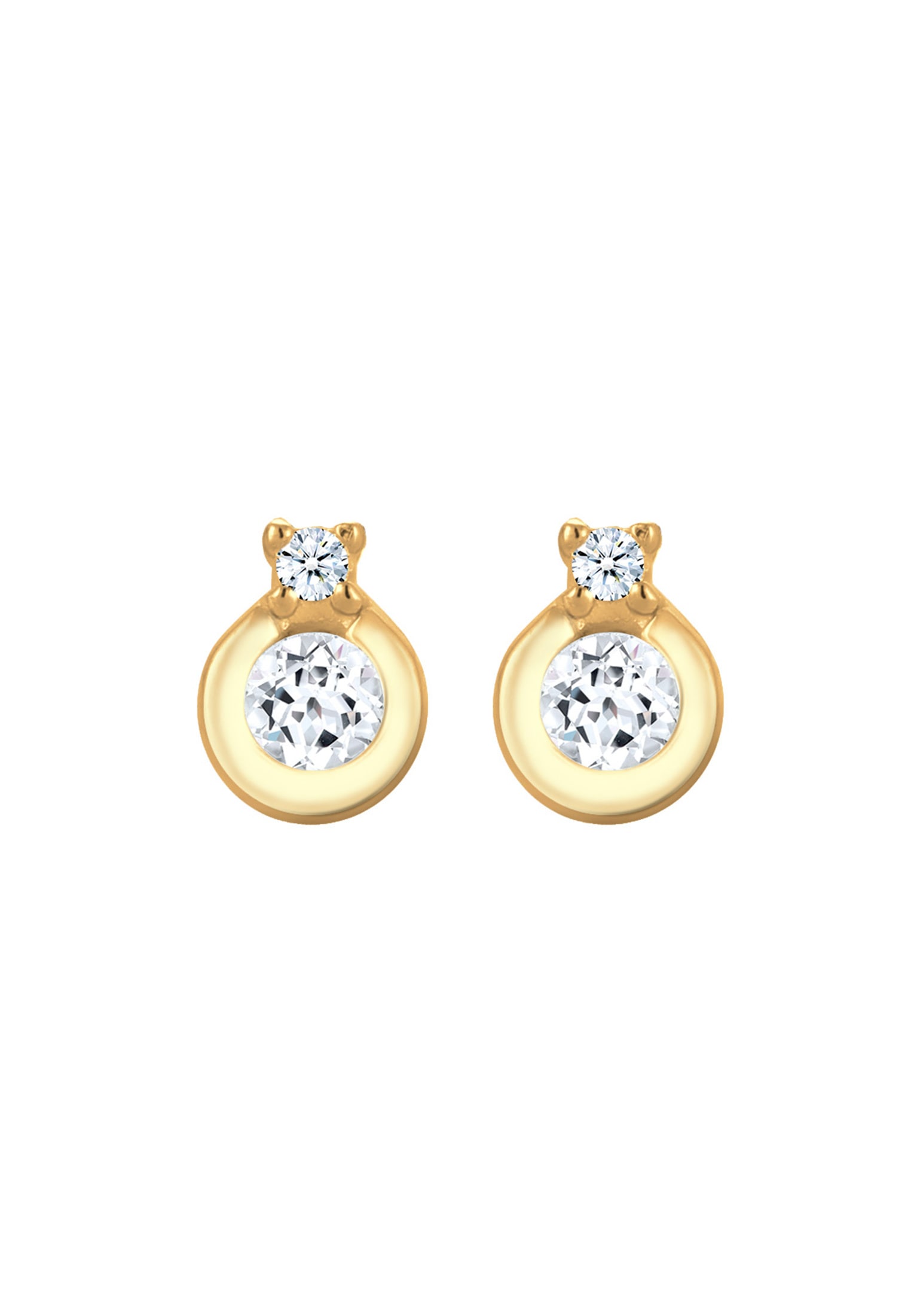 Elli DIAMONDS Paar Ohrstecker »Ohrstecker Kreis Topas Diamant Weiß (0.03 ct) 585 Gelbgold«