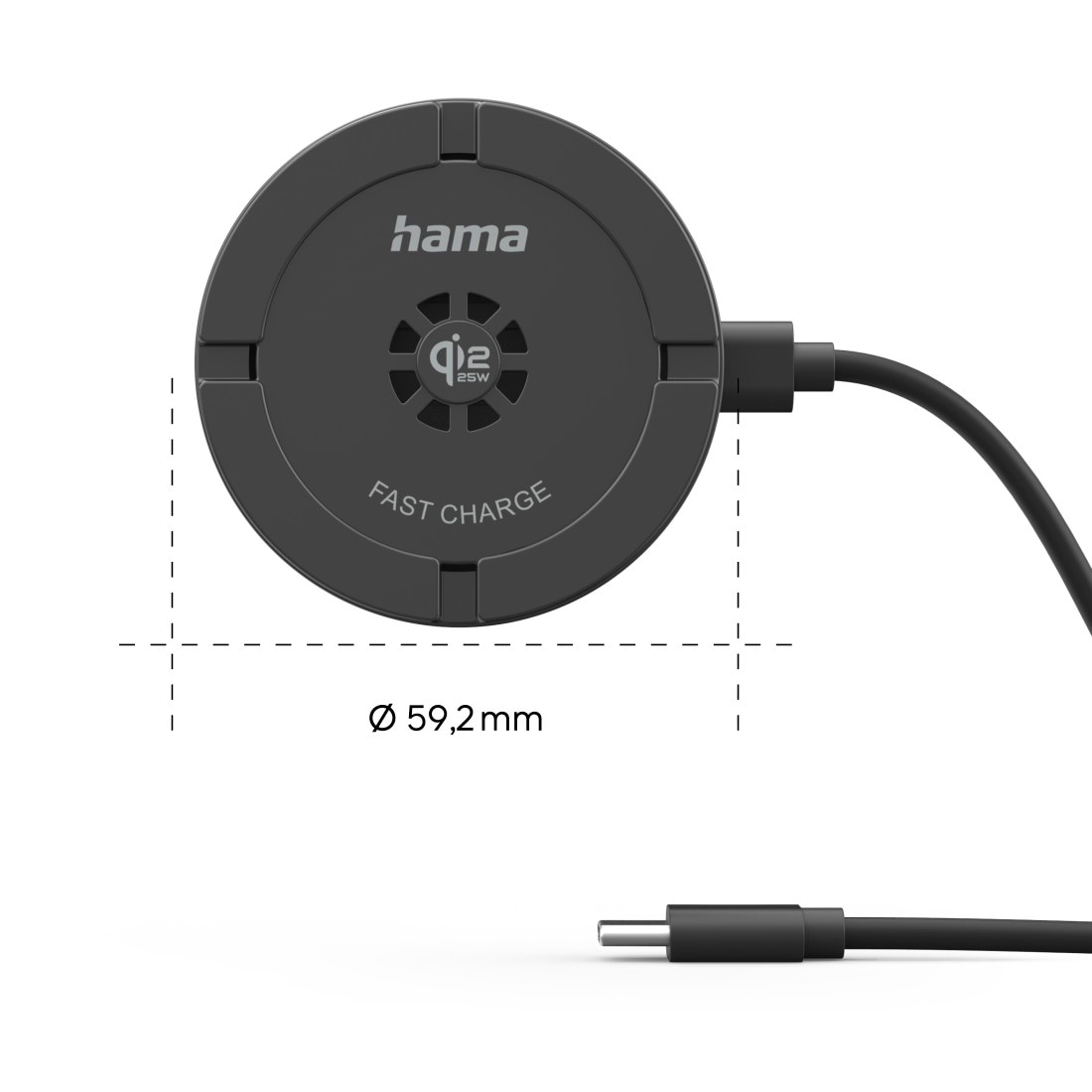 Hama Wireless Charger »Qi2 25W Wireless Ladegerät magnetisch mit Standfunktion« Qi2 25W, magnetisch, Standfunktion, Luftkühlung, USB-C
