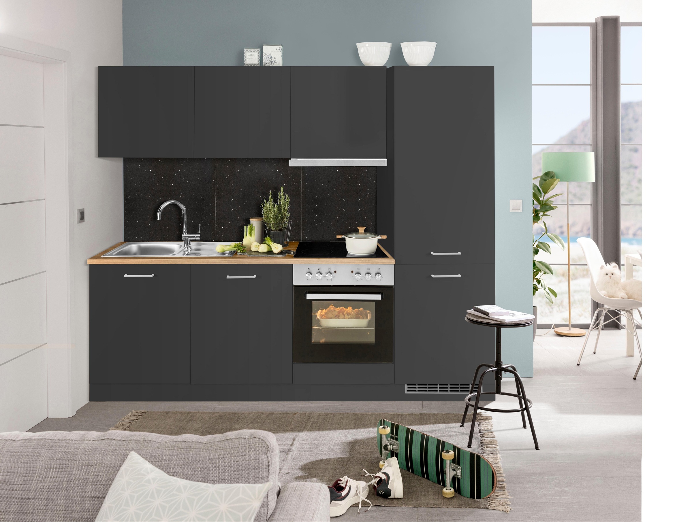 KOCHSTATION Küchenzeile »KS-Kehl«, mit E-Geräten, 240cm, inkl. Kühl/Gefrier günstig online kaufen