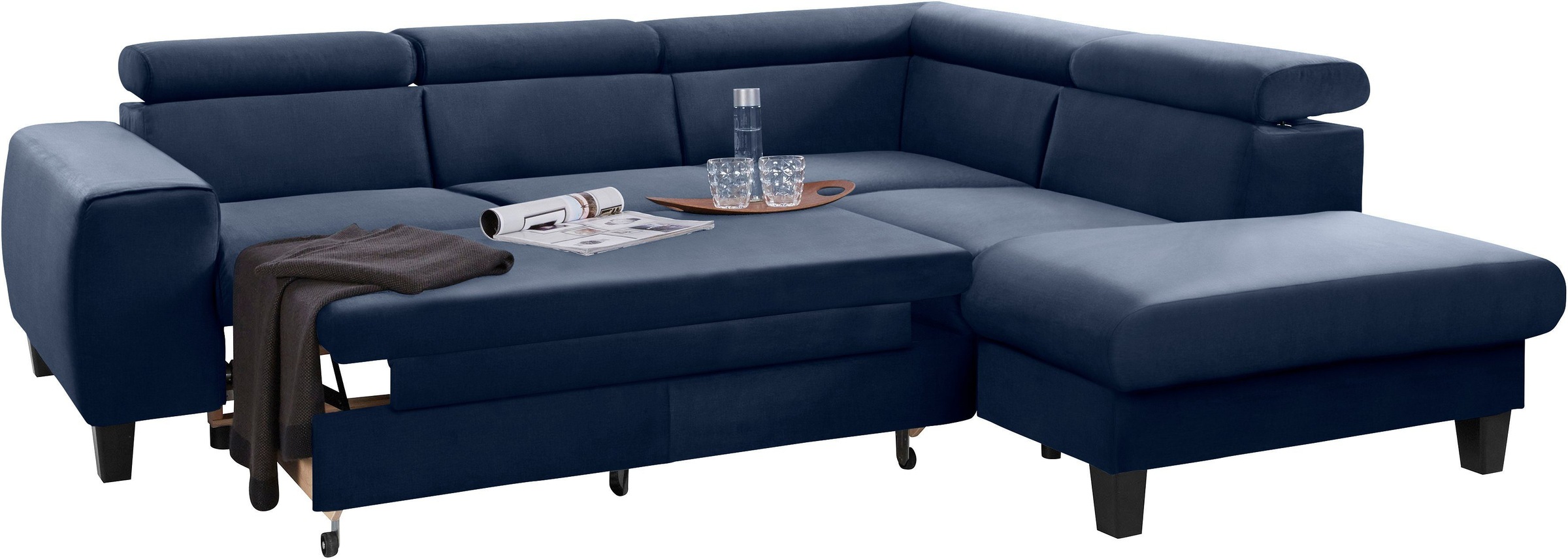 COTTA Polstergarnitur »Morven L-Form«, (Set), Set bestehend aus: Ecksofa mit Kopfteilverstellung & Hocker