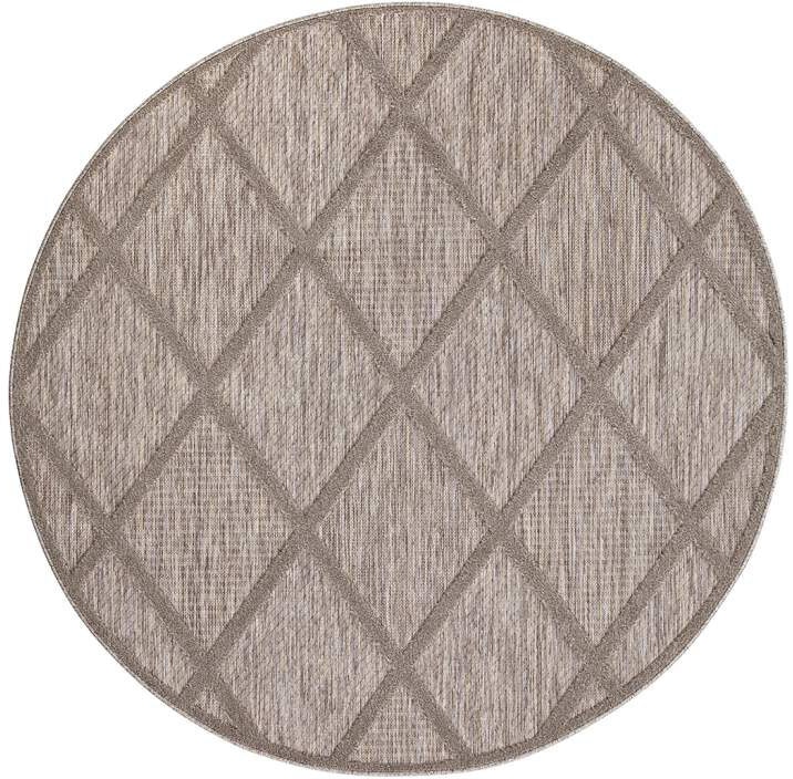 Carpet City Teppich »In-& Outdoorteppich Santorini 457, 3D-Effekt, Raute-Look«, rund, 5 mm Höhe, Wetterfest & UV-beständig für Terrasse, Balkon, Küche, Flur