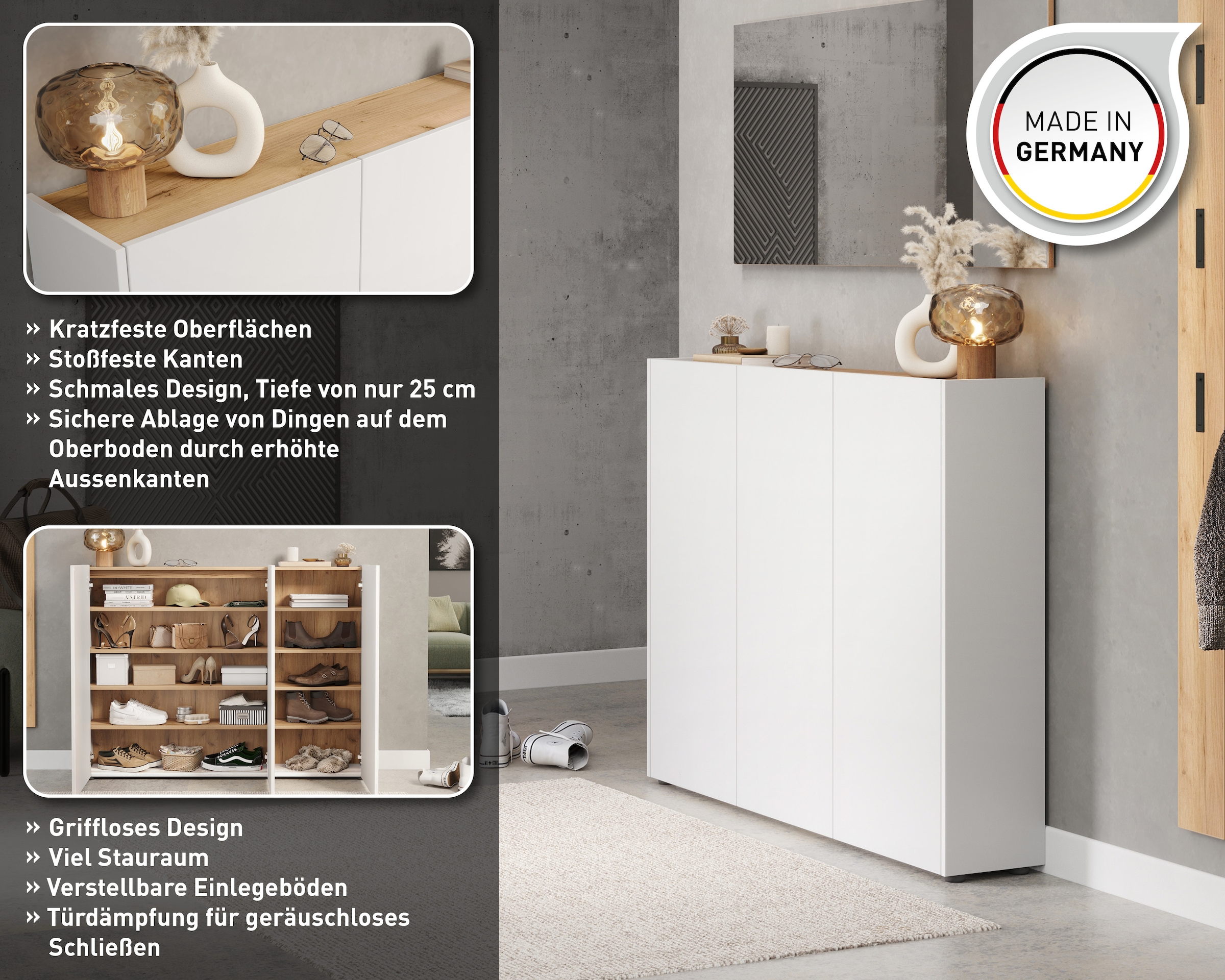 GERMANIA Mehrzweckschrank »GW-Libbiano«, (1 St.), ideal für schmale Flure, Breite 138 cm, in 3 verschiedenen Höhen