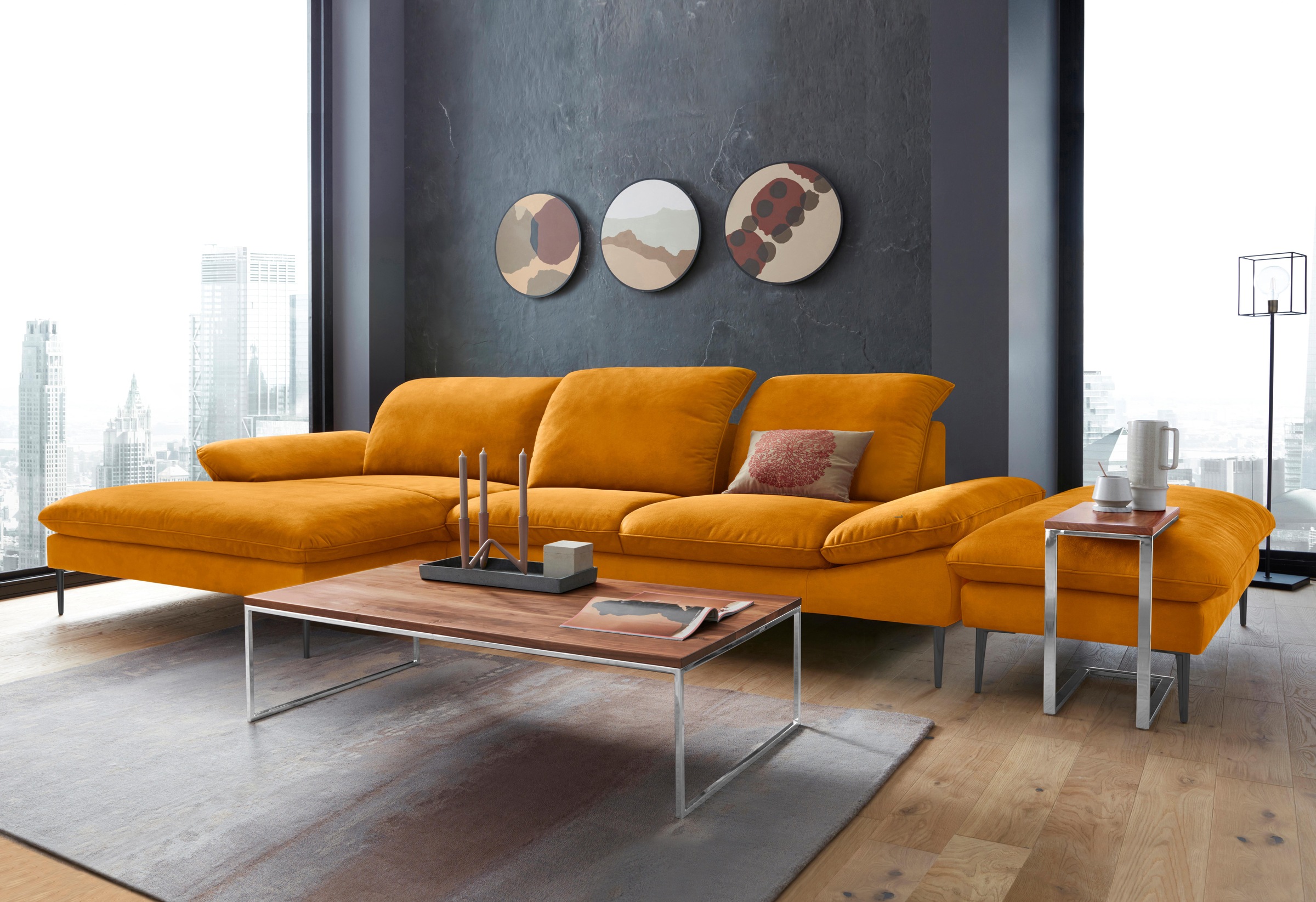 W.SCHILLIG Ecksofa »enjoy&MORE, Designsofa, bequem, zeitlos und elegant, L-Form«, Sitztiefenverstellung, Füße schwarz pulverbeschichtet, Breite 340 cm