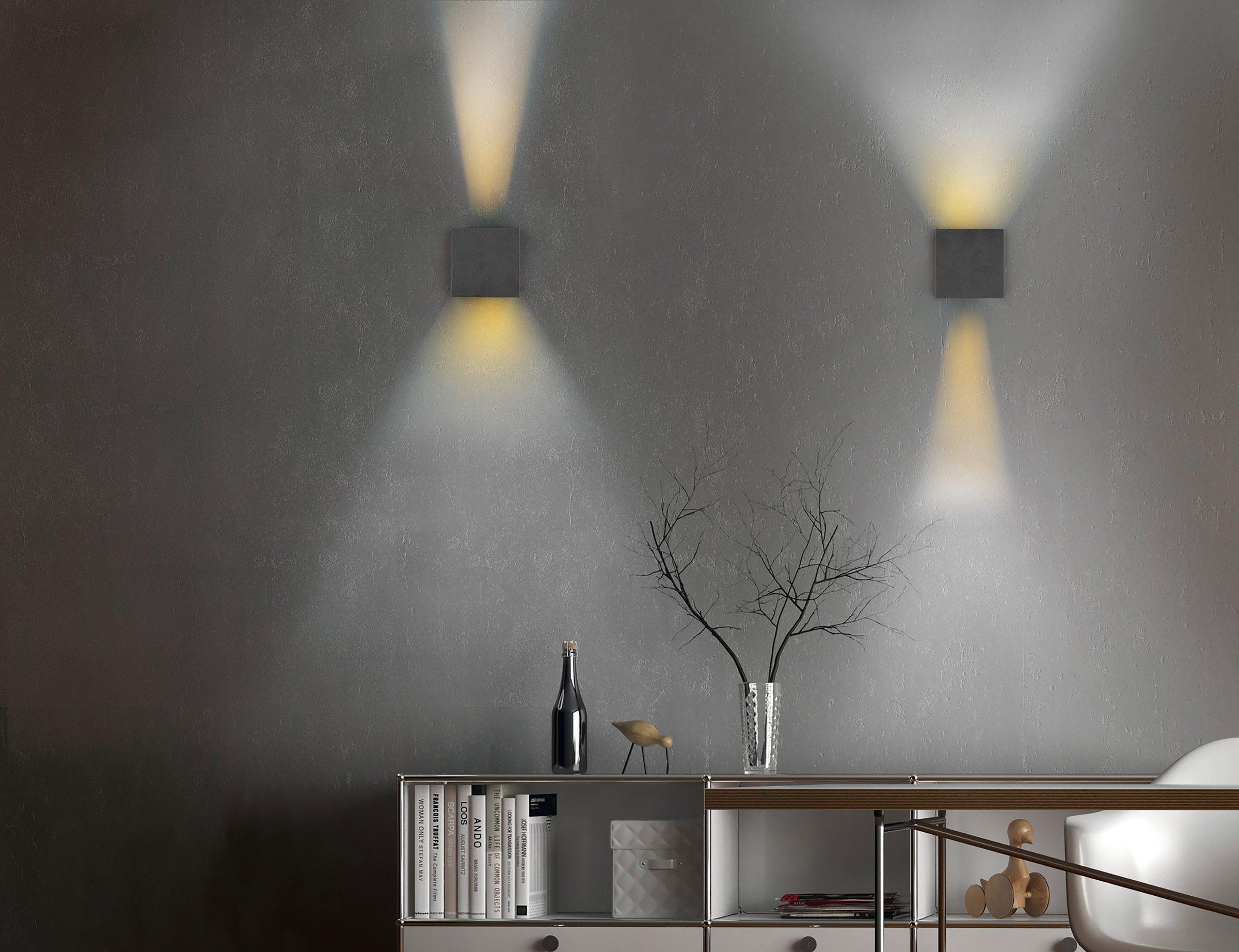 REALITY Leuchten LED Wandleuchte »TALENT, LED Wandlampe mit Magnet Wandhalterung, up-and-down Licht IP44«, 2 flammig, Leuchtmittel LED-Board | LED fest integriert, Bewegungsmelder Dämmerungssensor Akkubetrieb USB-Anschluss Schalter