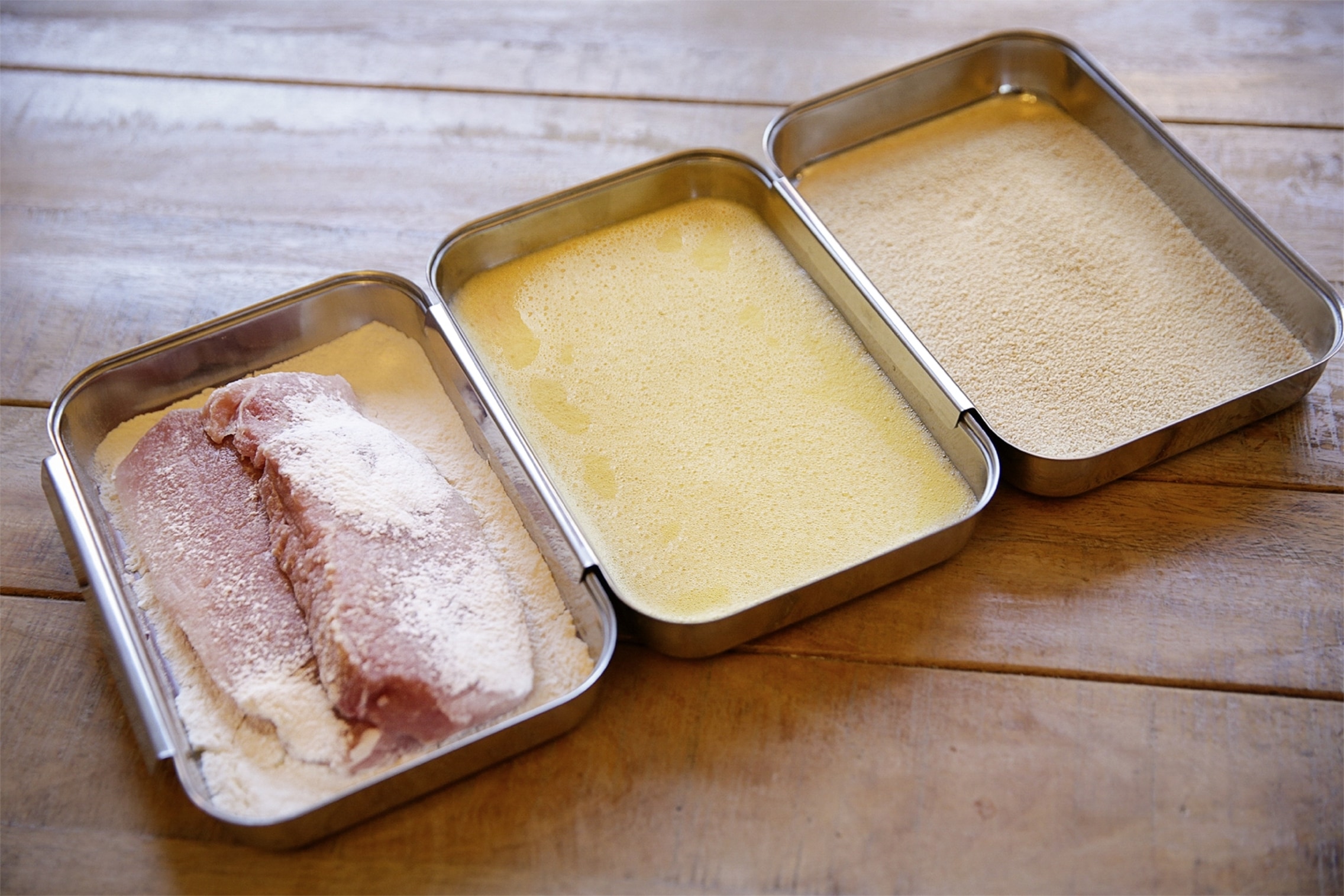 Maximex Panierschale »Edelstahl«, 3 tlg., aus Edelstahl, Panierstraße für Schnitzel, Fisch & Gemüse, spülmaschinengeeignet
