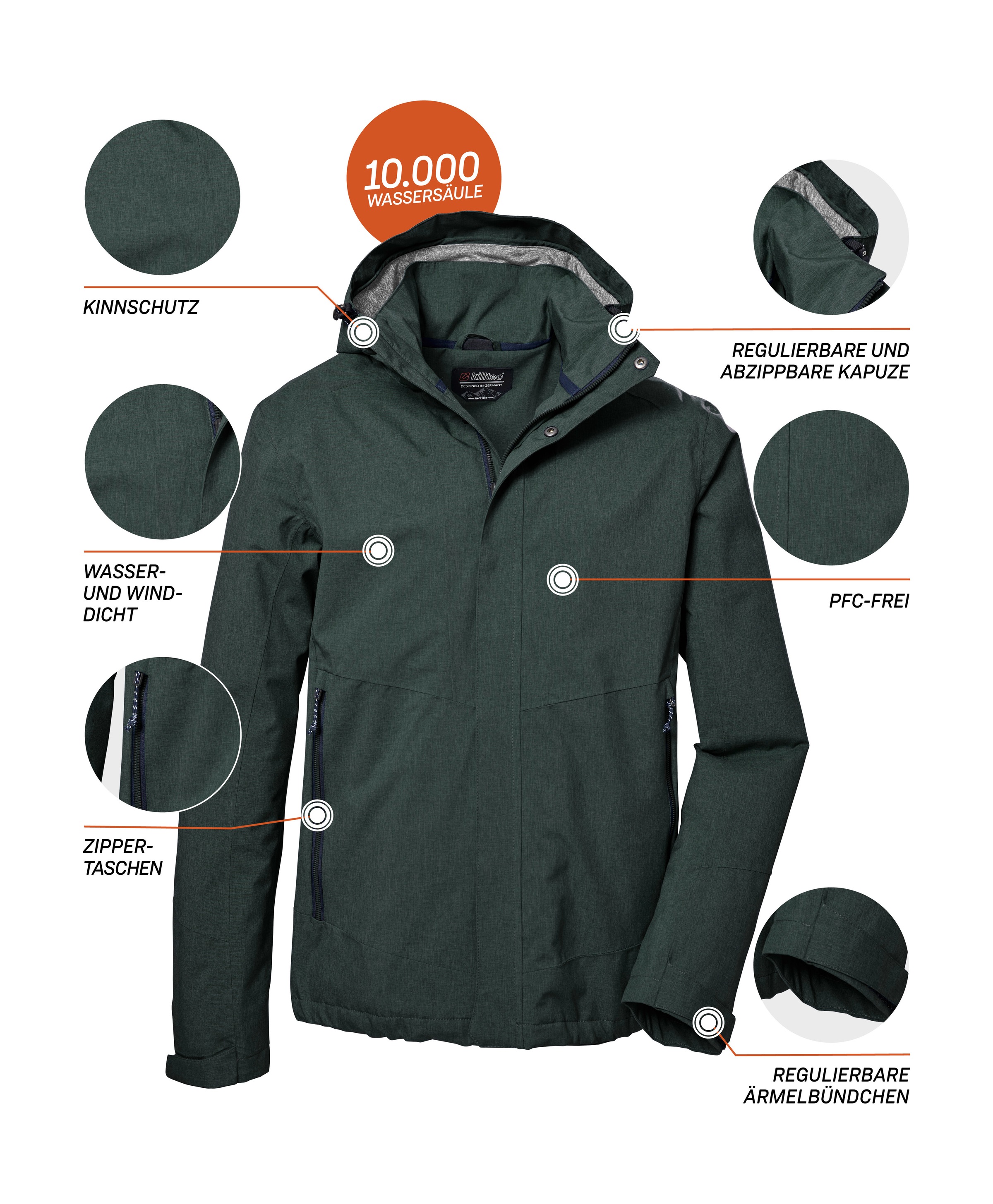Killtec Outdoorjacke »KOS 53 MN JCKT«, Funktionsjacke: Wind- und wasserdicht, atmungsaktiv, Kapuze abnehmbar