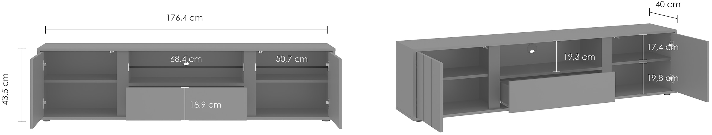 Home affaire Lowboard »VEDDEL« Breite ca.177