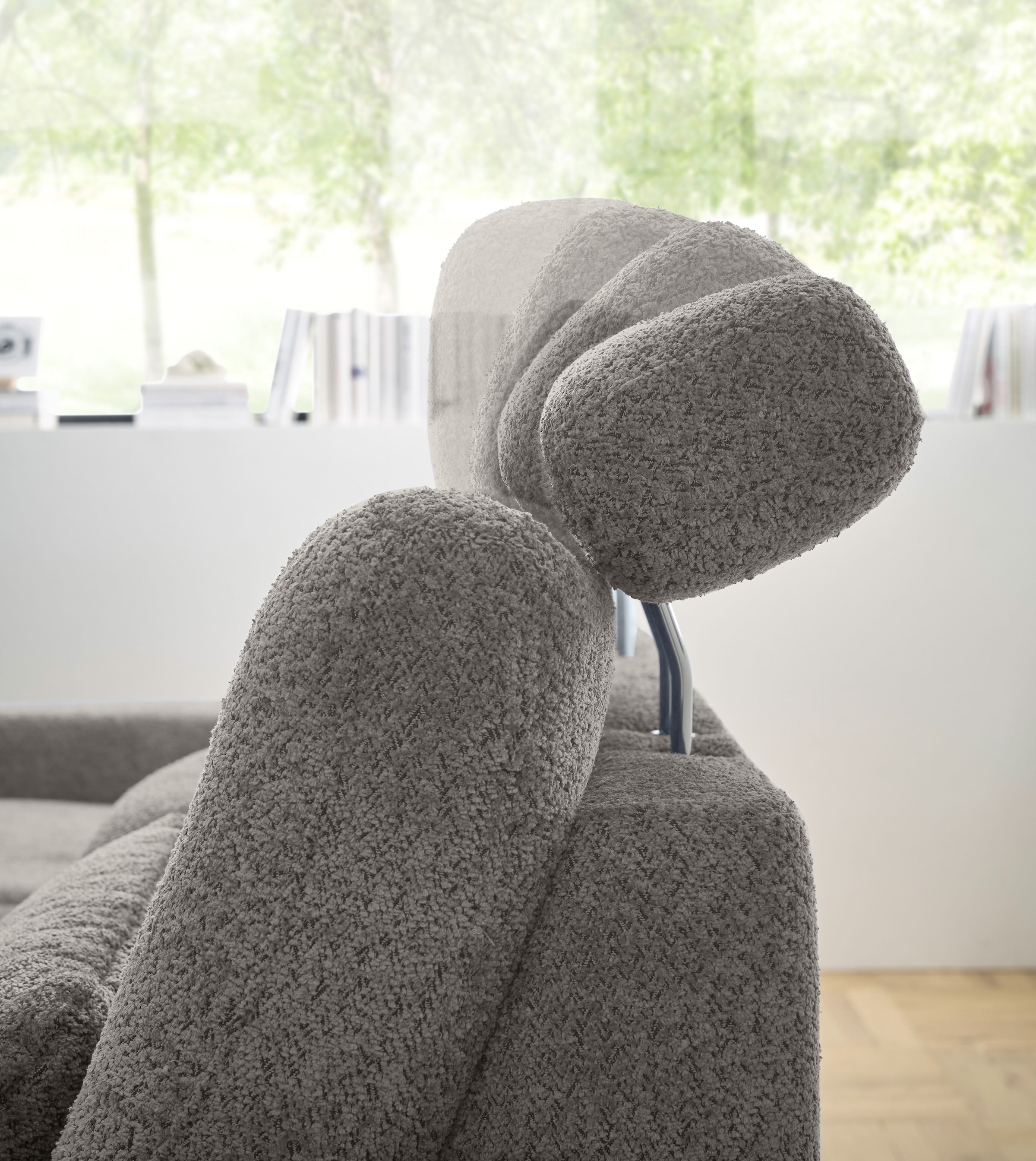 set one by Musterring Ecksofa »SO 3600, inkl motor. Sitztiefenverstellung, Kopfstützen, Nierenkissen«, Sitzhöhe 44 cm, Kaltschaum, Breite 293 x Tiefe 180 cm, Kama anthrazit