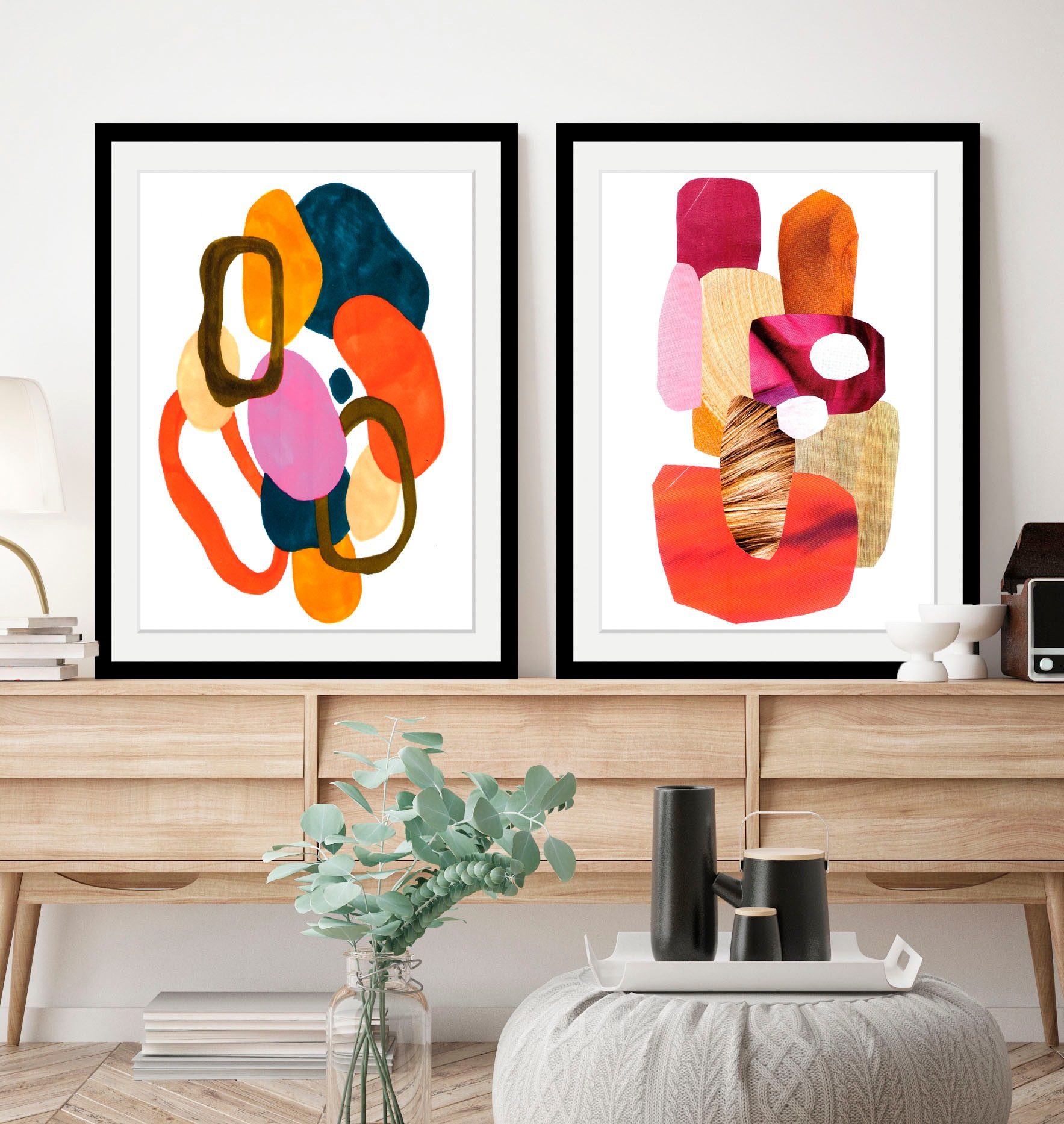 queence Bild »Joko« Abstrakt | Figuren | Gemälde | Kunst | Modern 1 Stk. tlg. HD Premium Poster-Druck inkl. Holzrahmen