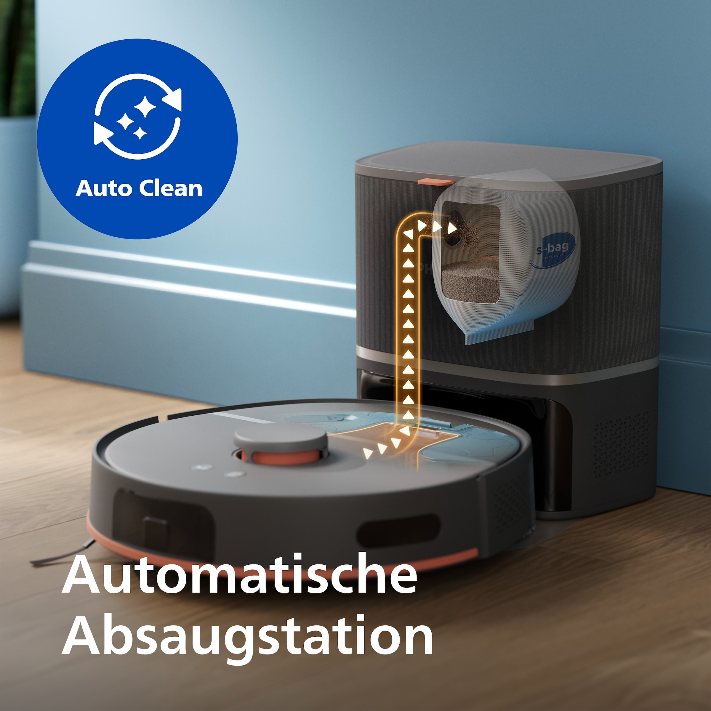 Philips Nass-Trocken-Saugroboter »XU5100/10 5000 Series mit 10.000pa Saugkraft, doppeltem Wischmopp«, LDS-Radarnavigationssystem, HomeRun App, inkl. Entleerungsstation