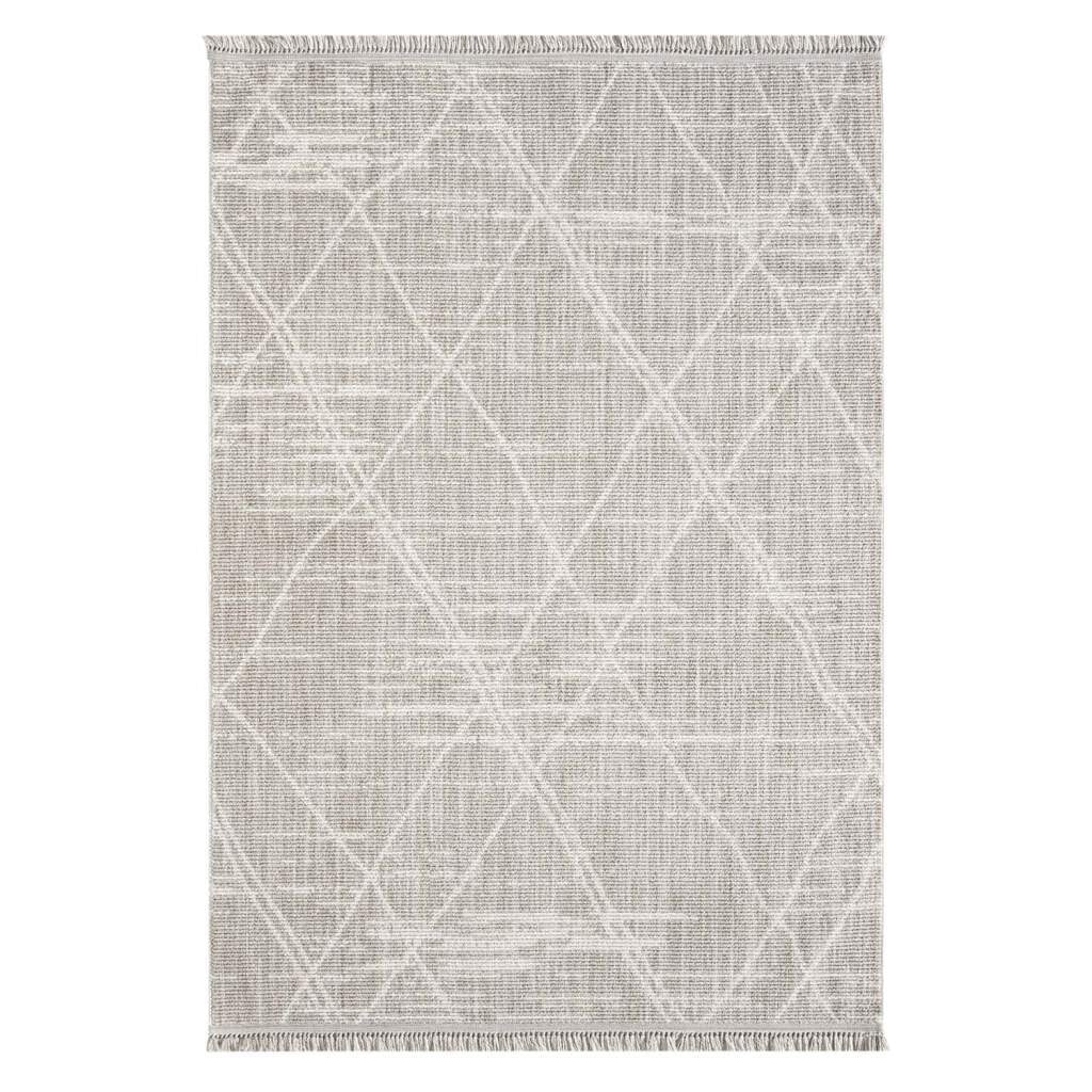 Carpet City Teppich »CLASICO 9162«, rechteckig, 11 mm Höhe, Läufer, Kurzflor, Hochtief-Muster, Boho, Fransen, Wohnzimmer