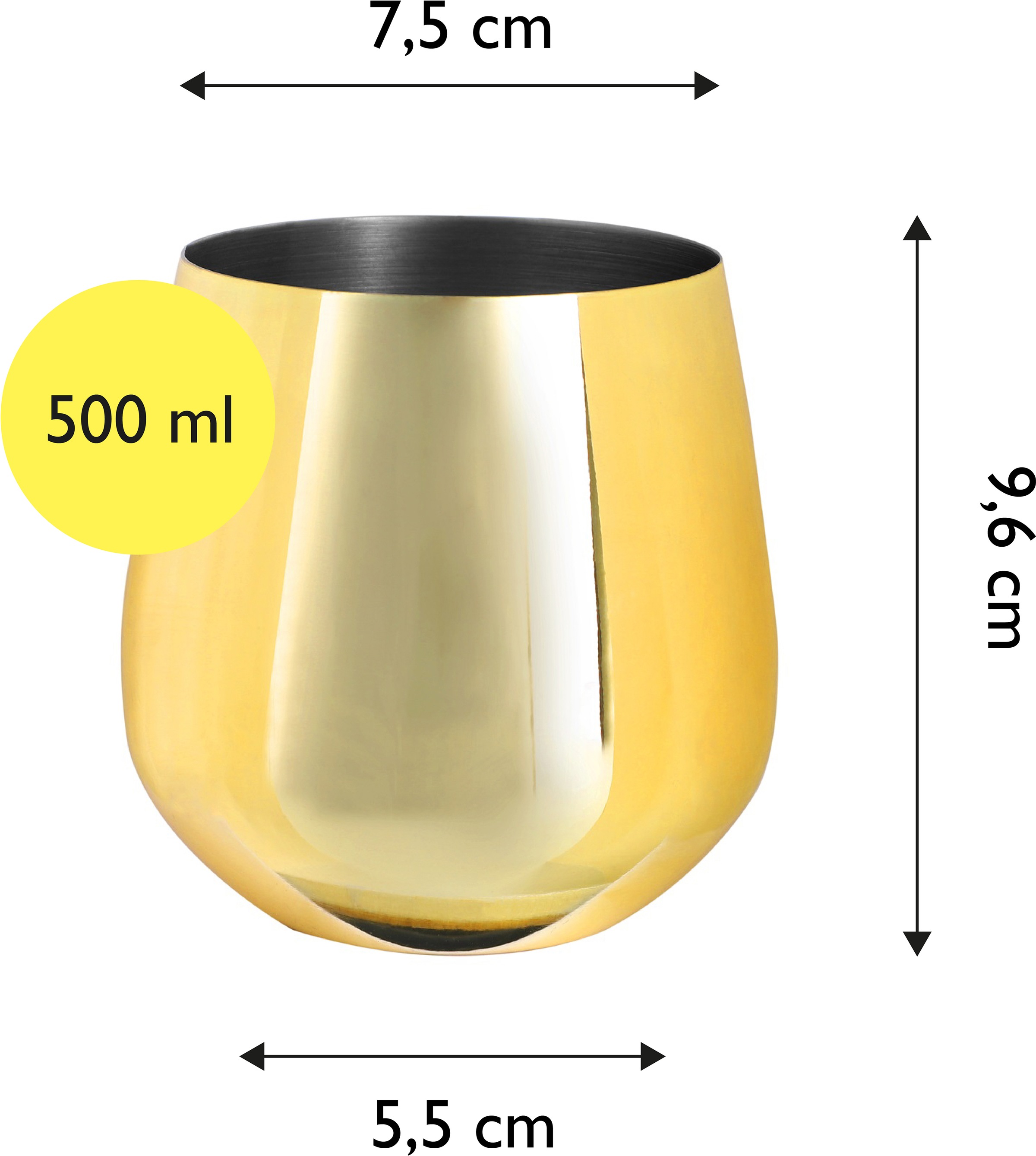 ECHTWERK Weinglas, (Set, 6 tlg.), (Wein & Wasserkelch-Set), 500 ml, bruchsicher, stiellos, 10 x 9,5 cm