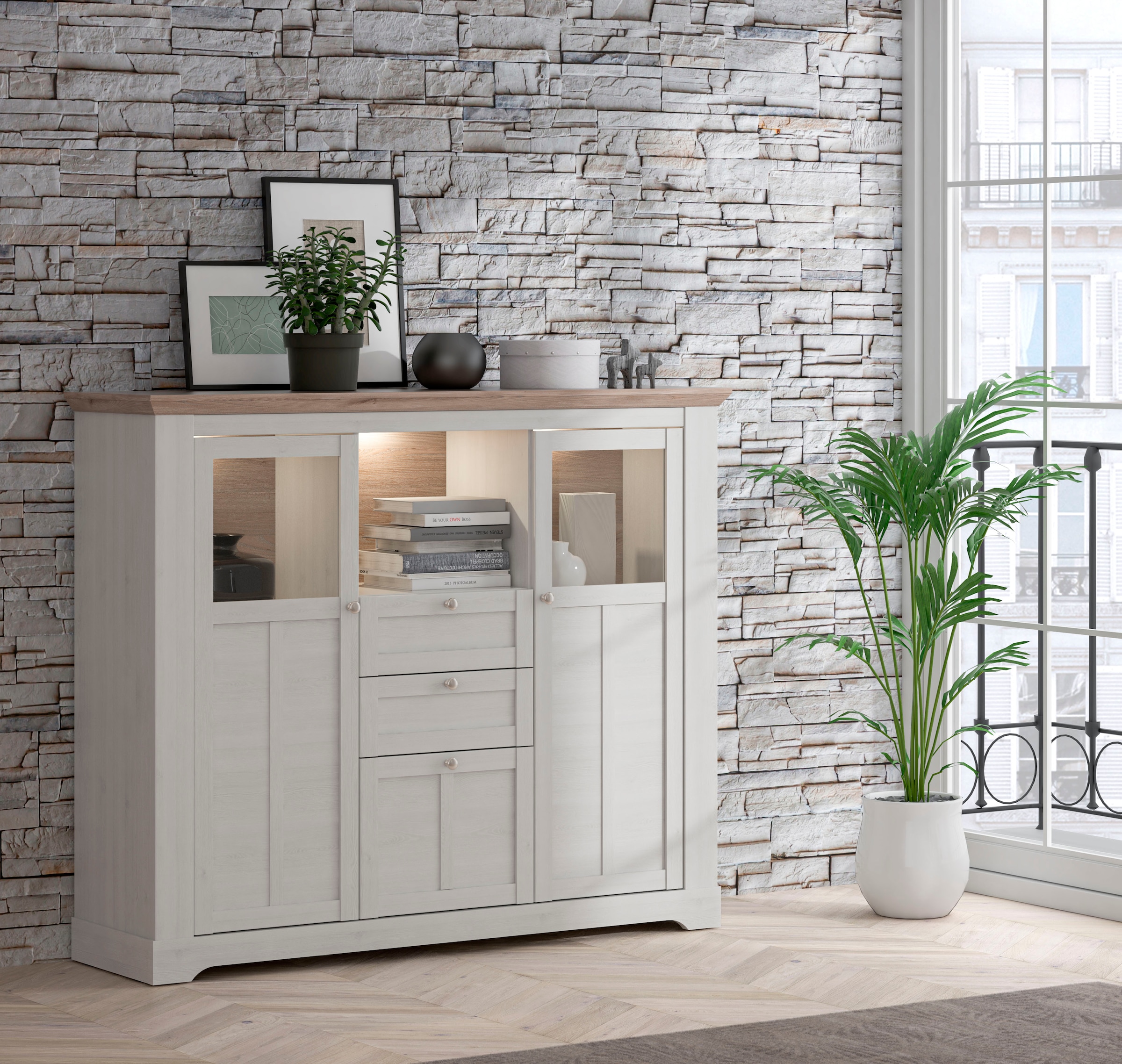 FORTE Highboard »Iloppa«, Höhe ca. 136 cm