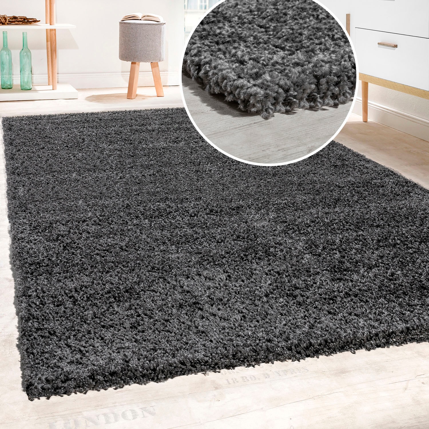 Paco Home Hochflor-Teppich »Sky 250«, rechteckig, 34 mm Höhe, gewebt, Uni-F günstig online kaufen