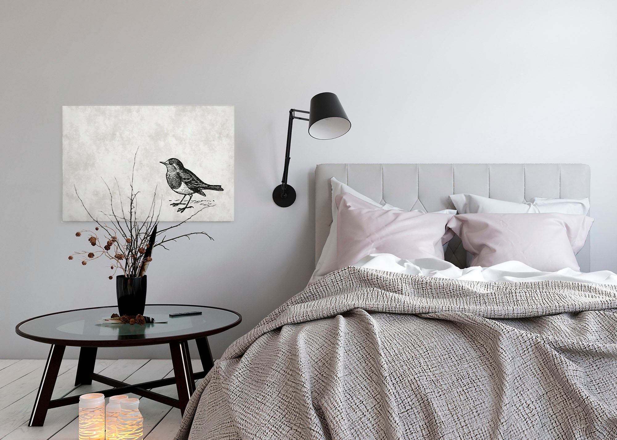 A.S. Création Leinwandbild »sketchpad 5«, Kunst-Vögel-Kinder, (1 St.), Schwarz-Weiß Zeichnung Vogel Keilrahmen Leinwand-Bild Wohnzimmer Wand
