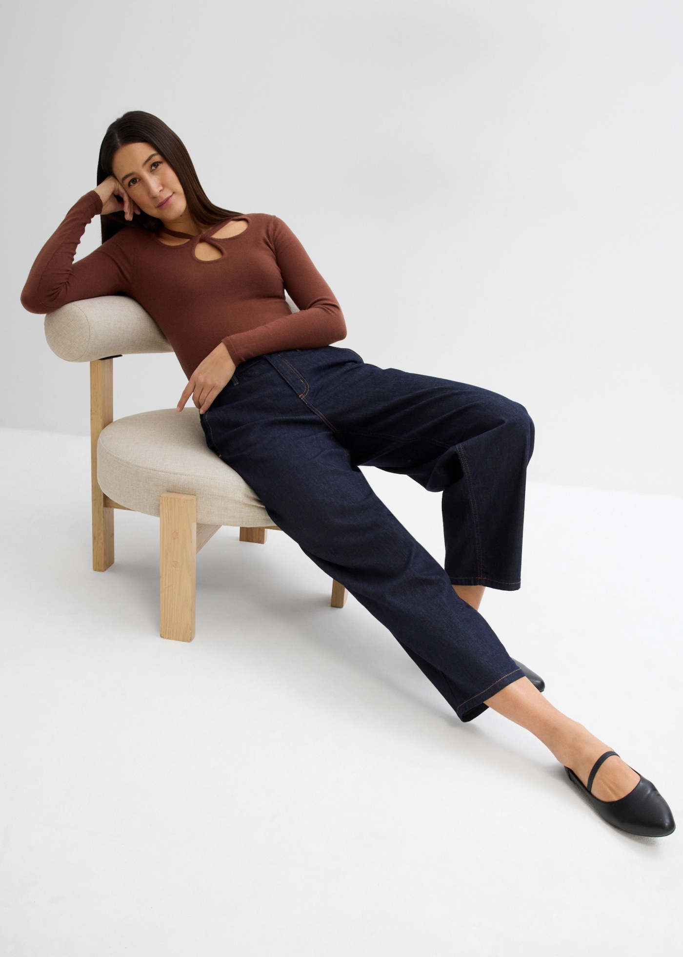 bonprix Stretch-Jeans mit Stretch-Anteil, lockere Passform, verkürzte Balloon Leg